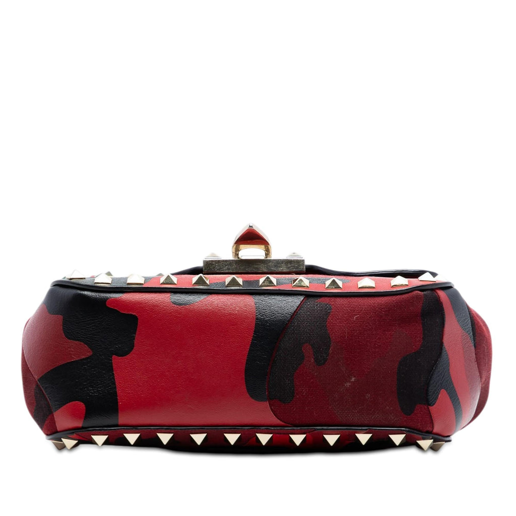 Valentino Mini Nappa and Canvas Camouflage Rockstud Flap Crossbody