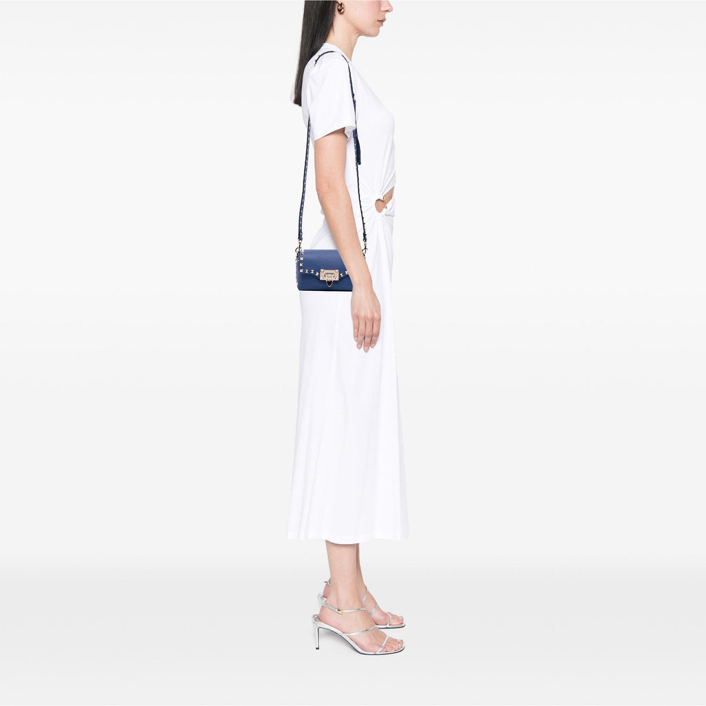Valentino Mini Pebbled Calfskin Rockstud Flap Crossbody