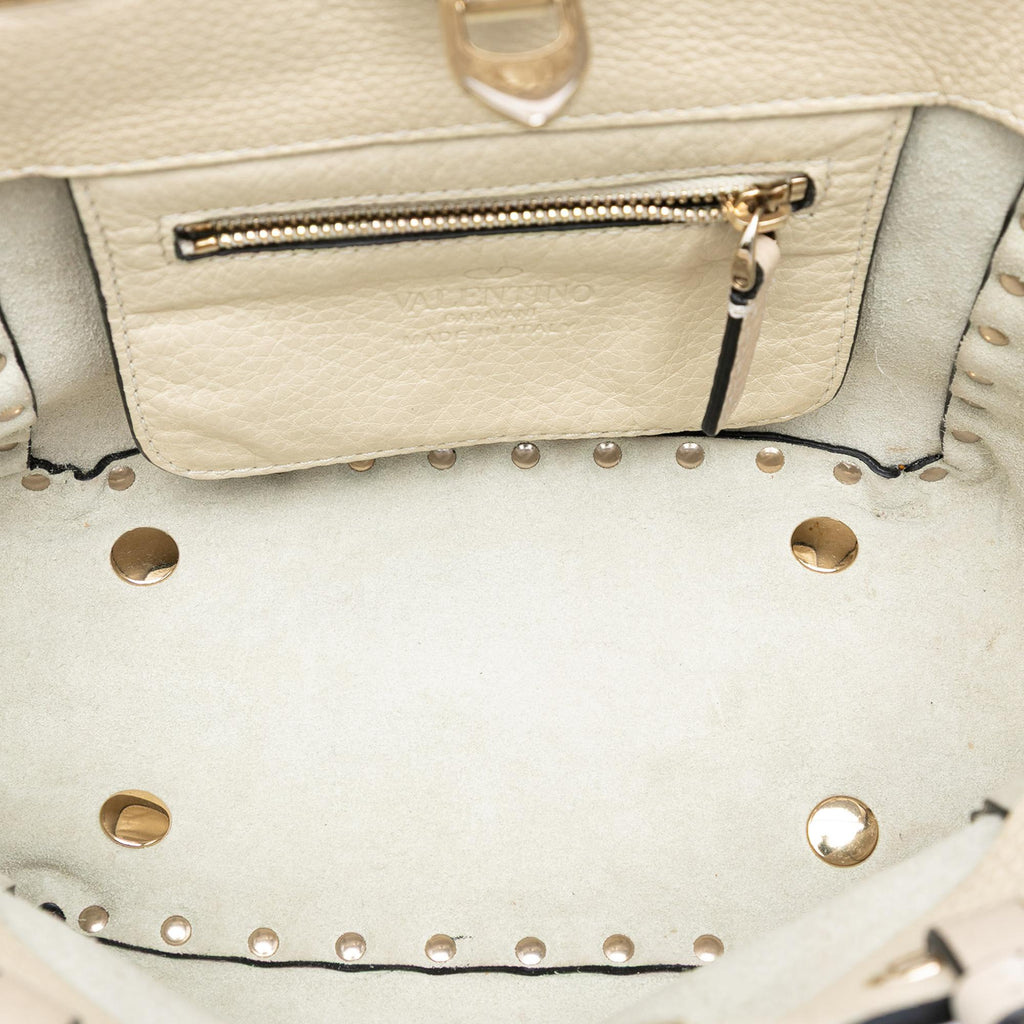 Valentino Mini Pebbled Calfskin Rockstud Trapeze Satchel