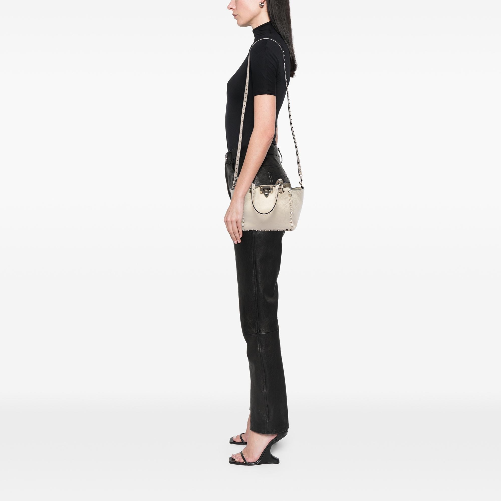 Valentino Mini Pebbled Calfskin Rockstud Trapeze Satchel