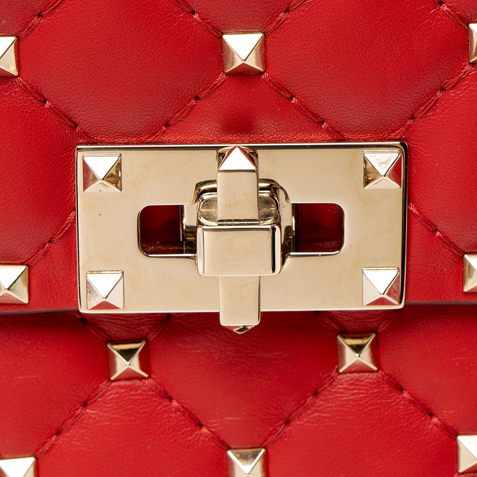 Valentino Nappa Leather Rockstud Spike Wallet On Chain