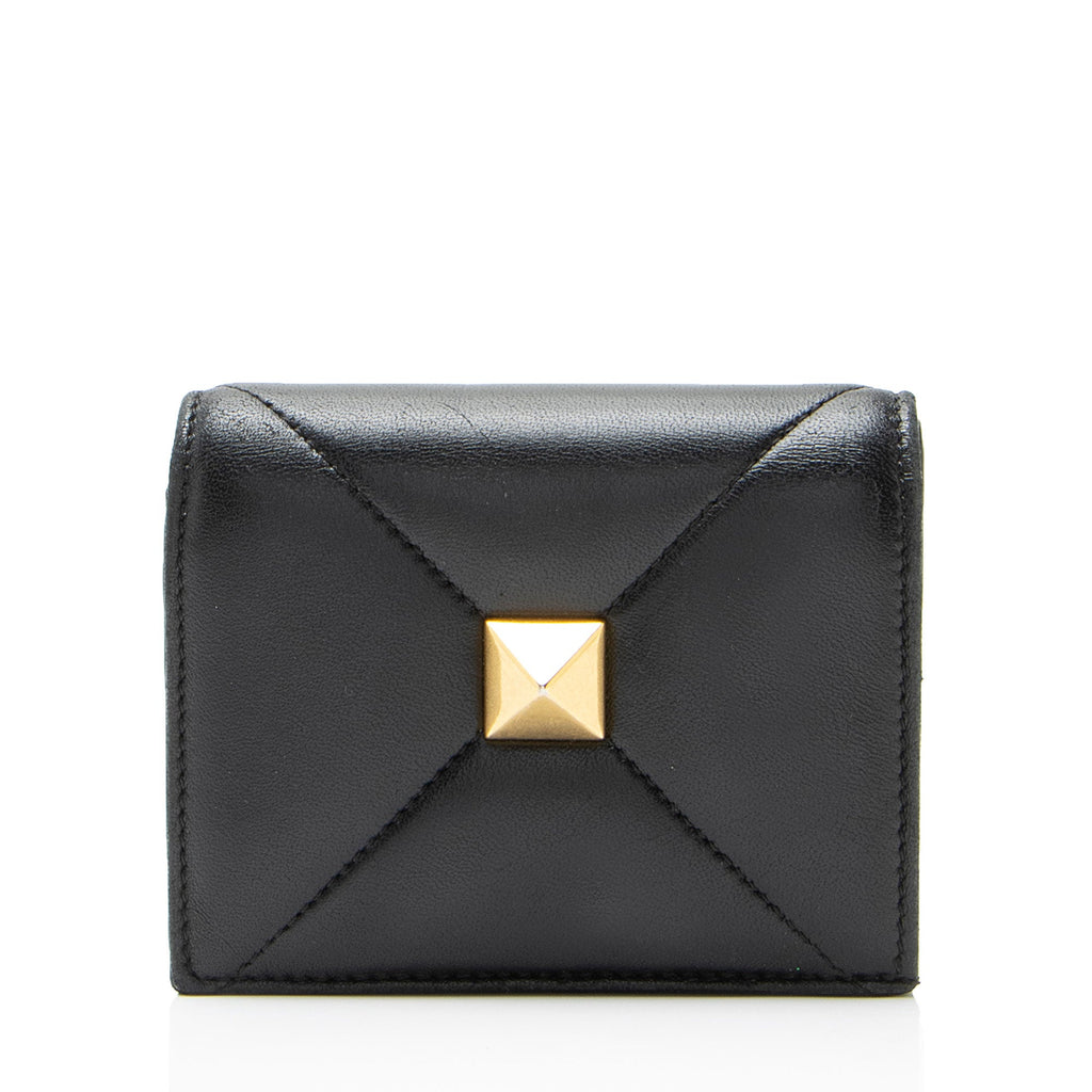 Valentino Nappa Leather Roman Stud Flap Wallet