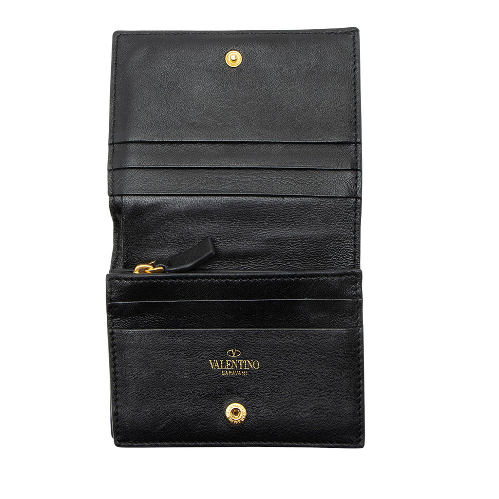 Valentino Nappa Leather Roman Stud Flap Wallet