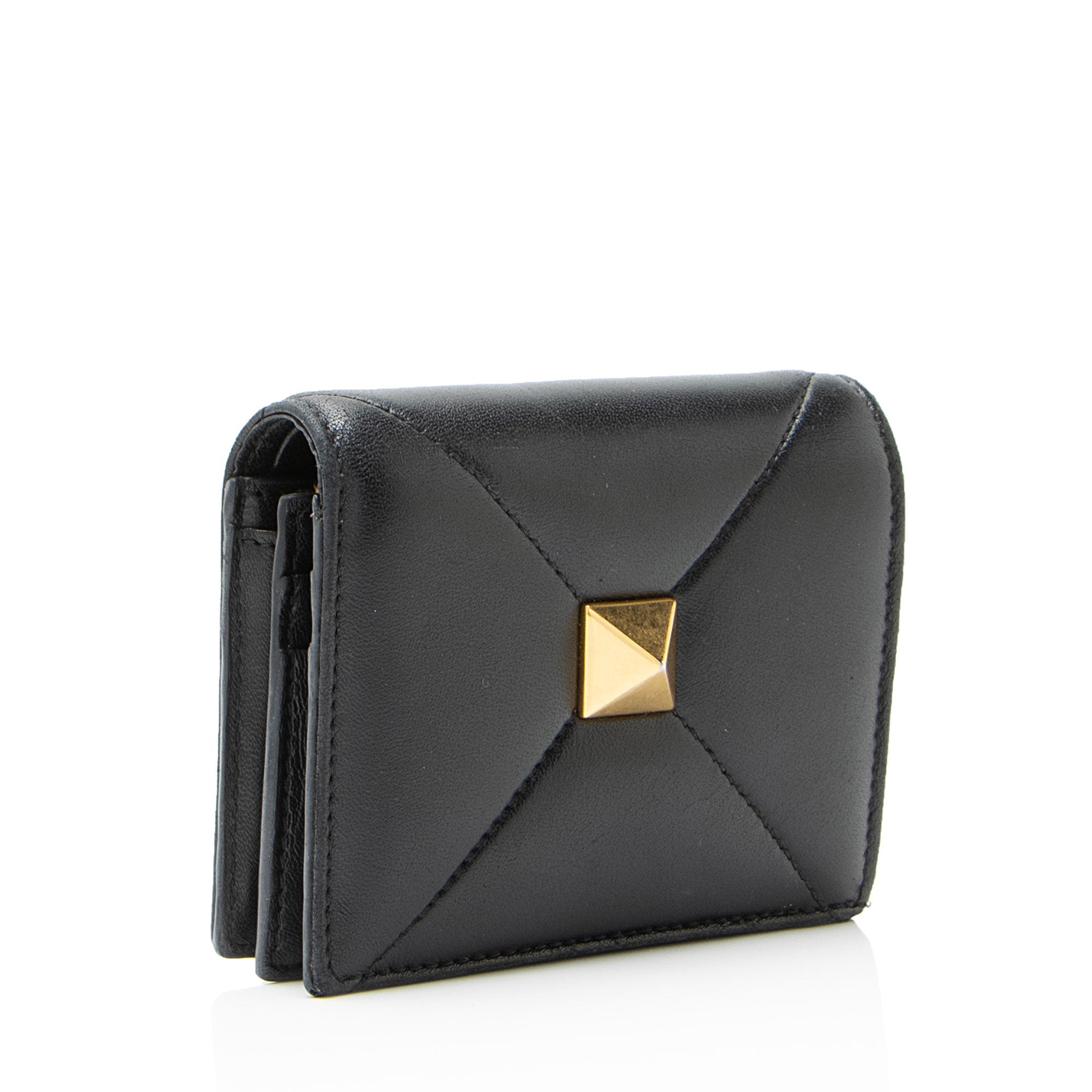 Valentino Nappa Leather Roman Stud Flap Wallet