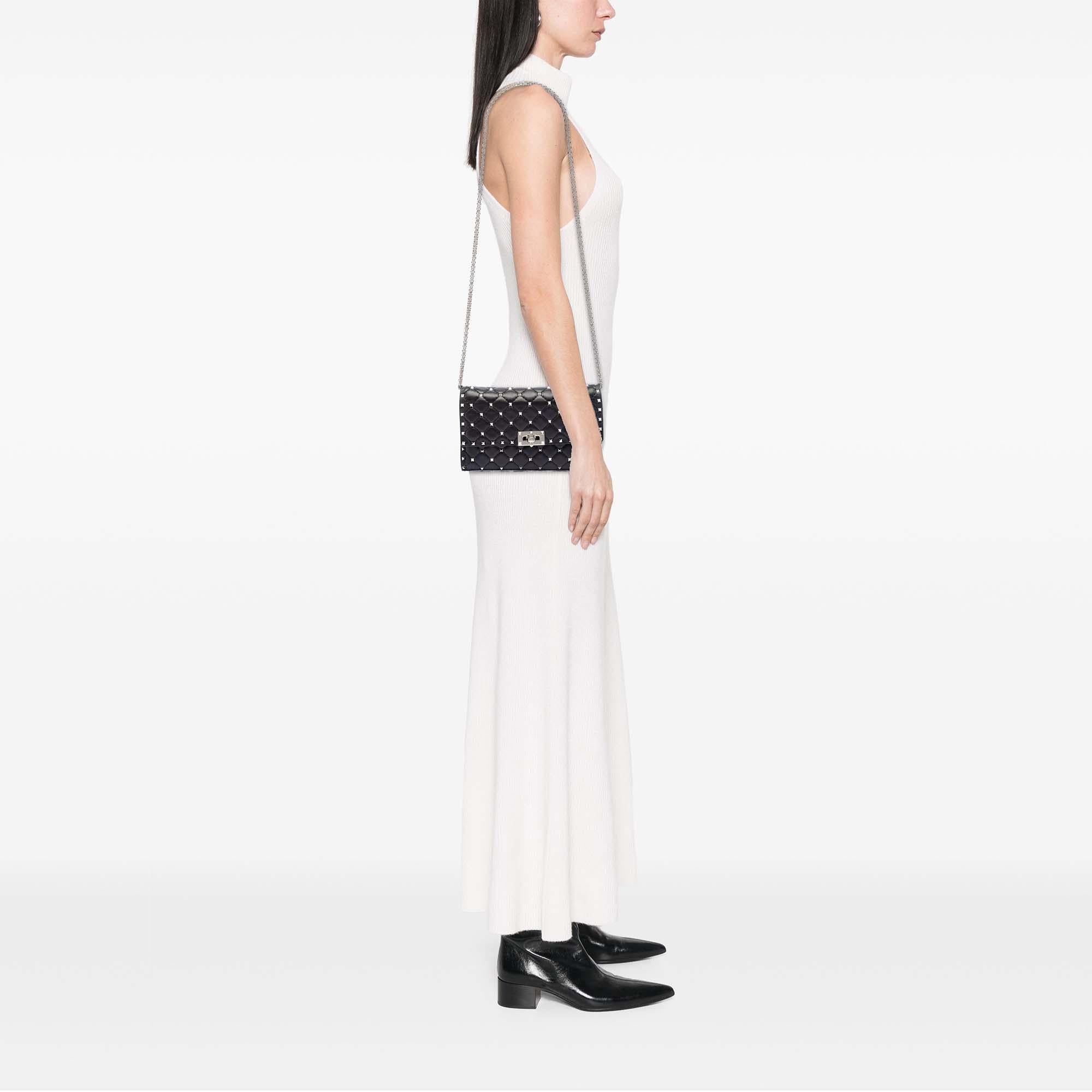Valentino Nappa Rockstud Spike Wallet On Chain