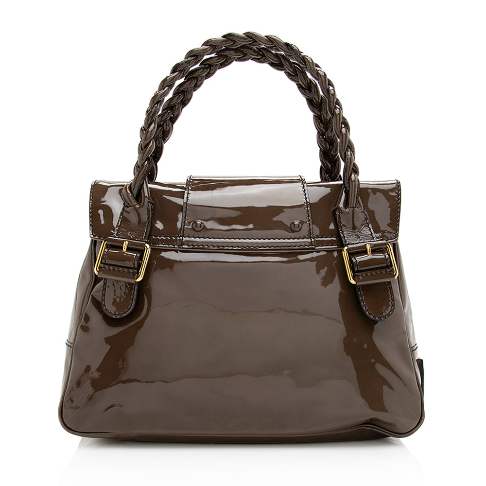 Valentino Patent Leather Braided Handle Satchel (SHF-19732)