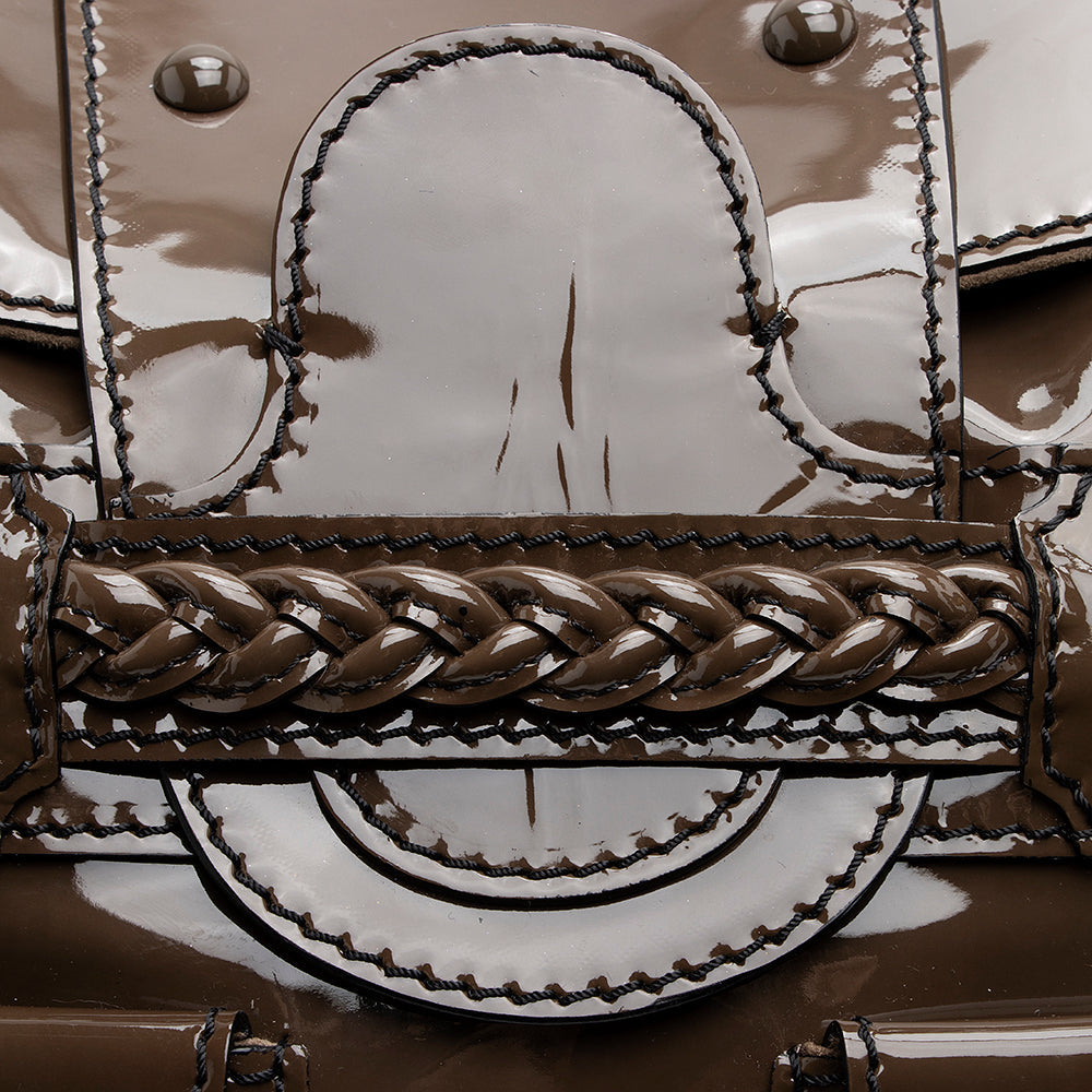 Valentino Patent Leather Braided Handle Satchel (SHF-19732)