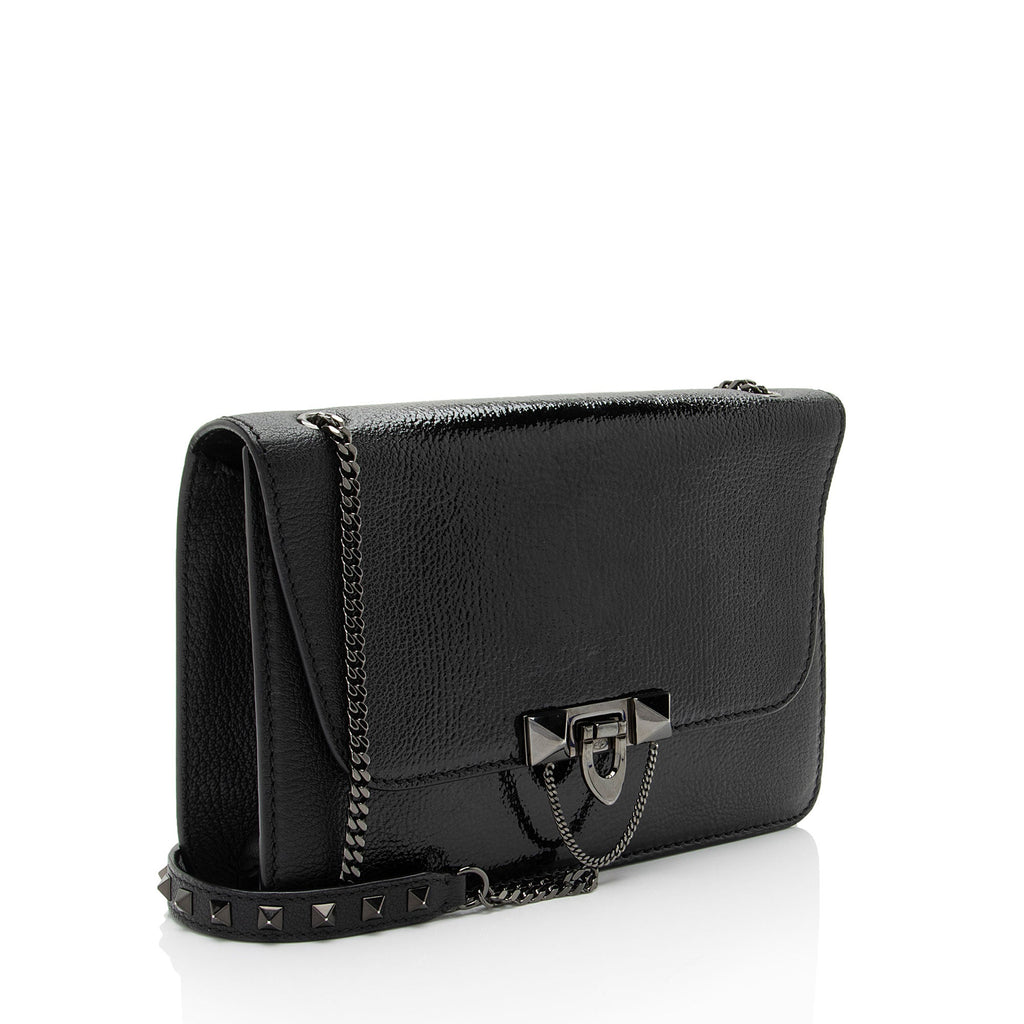 Valentino Patent Leather Demilune Small Shoulder Bag