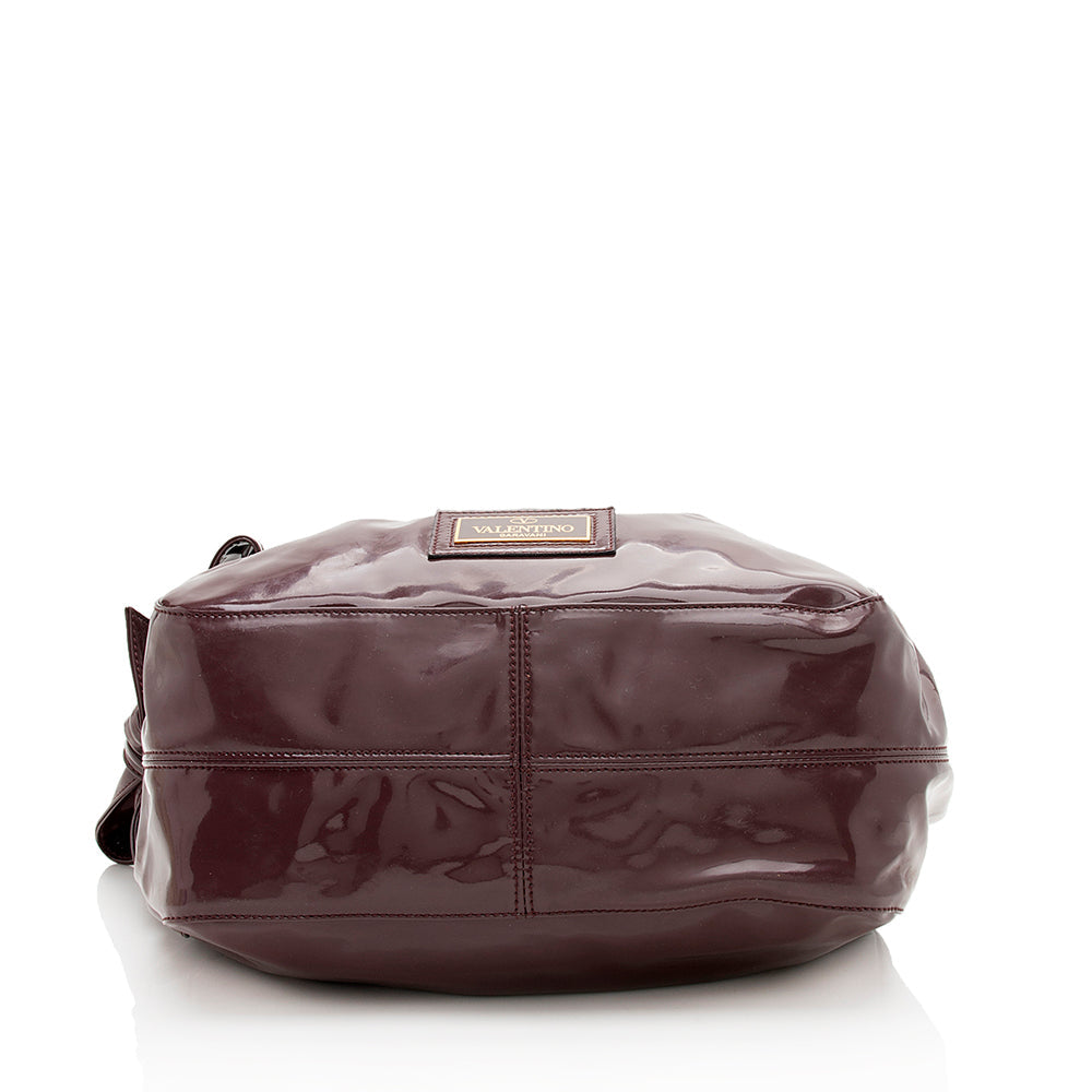 Valentino Patent Leather Nuage Bow Tote (SHF-11612)