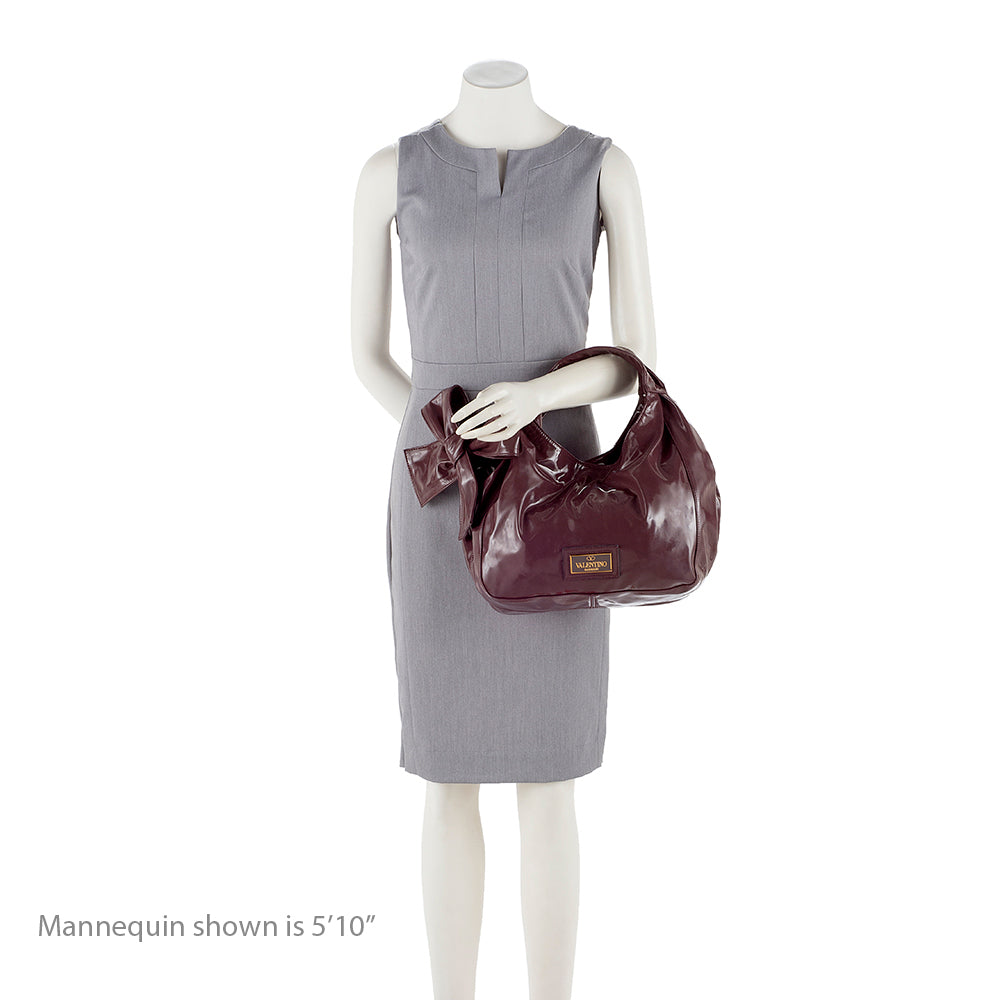 Valentino Patent Leather Nuage Bow Tote (SHF-11612)