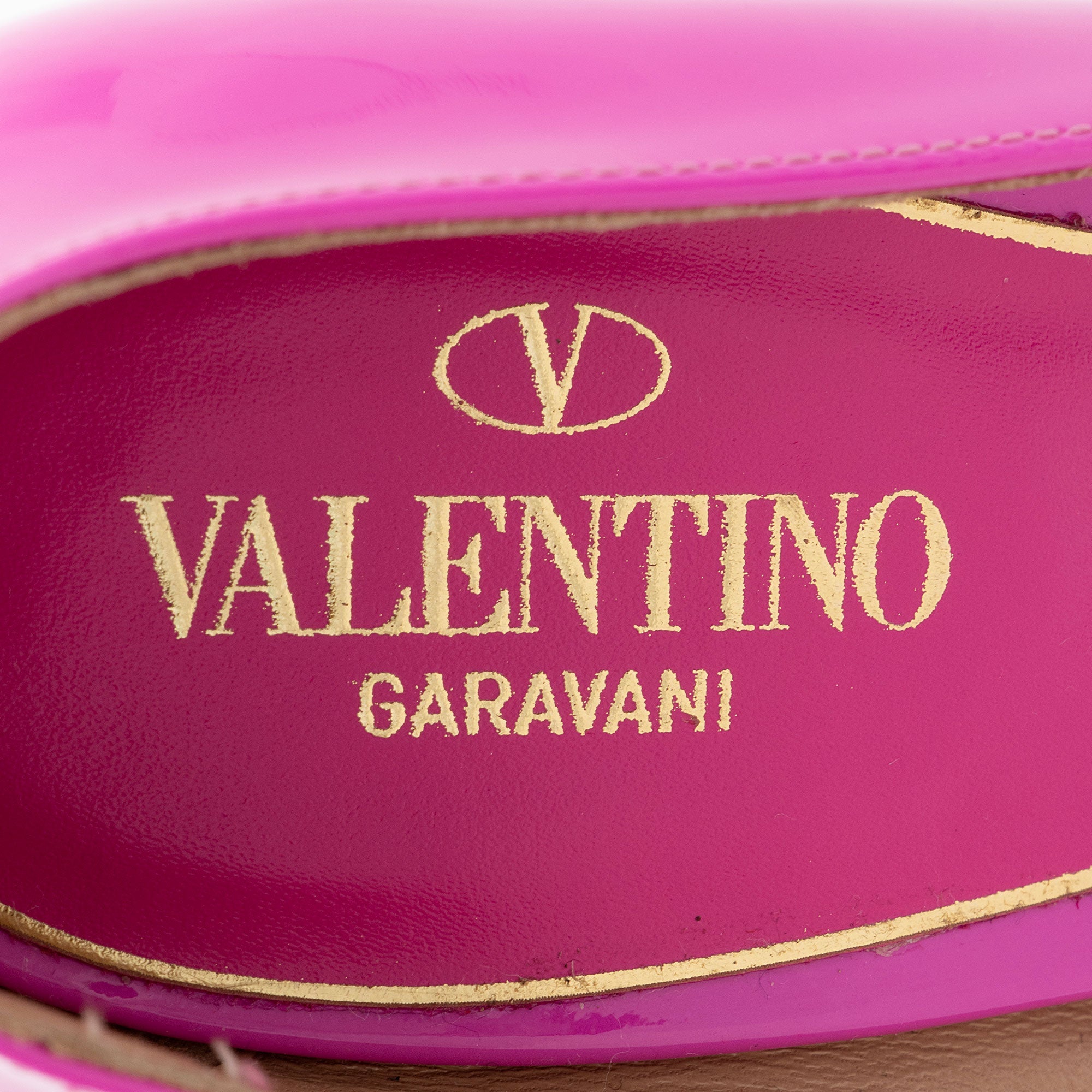 Valentino Patent Leather Tan-Go Platform Pumps - Size 7.5 / 37.5