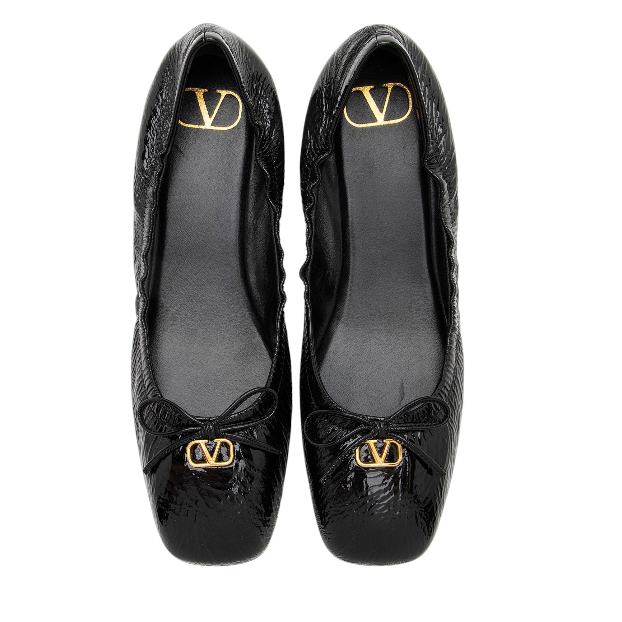 Valentino Patent Leather VLogo Bow Ballet Flats - Size 7.5 / 37.5