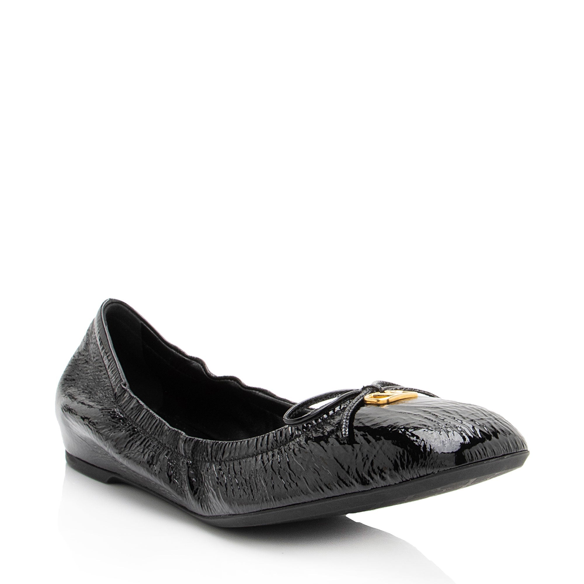 Valentino Patent Leather VLogo Bow Ballet Flats - Size 7.5 / 37.5