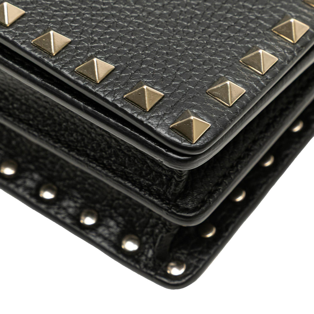 Valentino Pebbled Calfskin Rockstud Chain Wallet