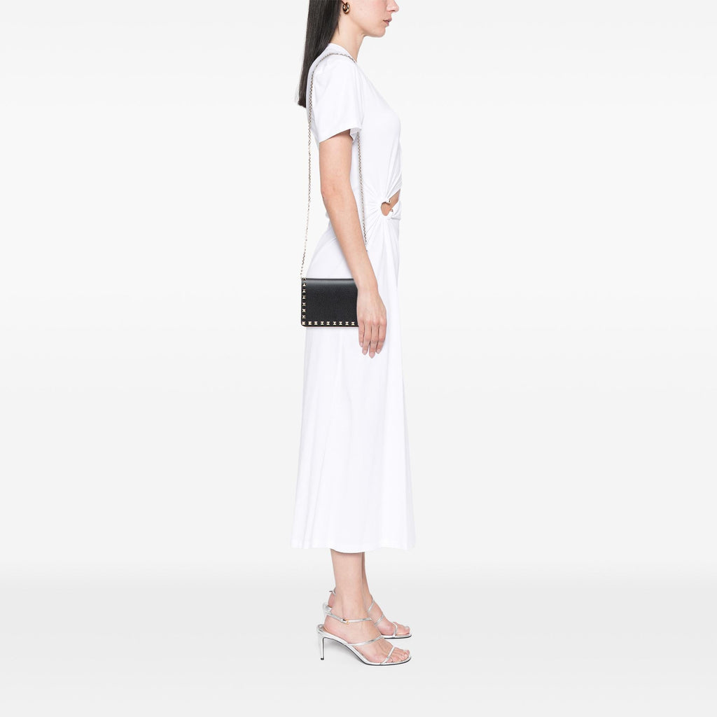 Valentino Pebbled Calfskin Rockstud Chain Wallet