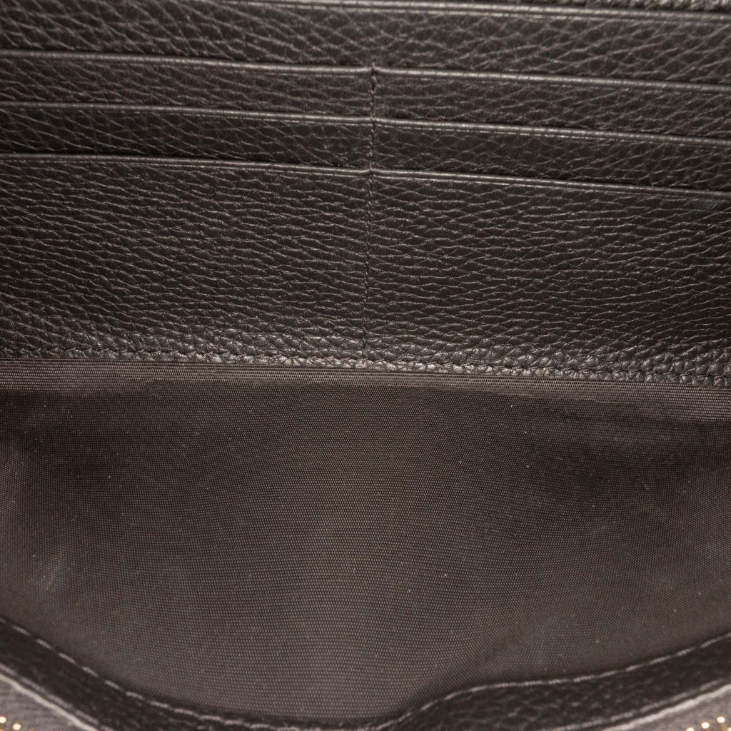 Valentino Pebbled Calfskin Rockstud Flip Lock Wallet On Chain