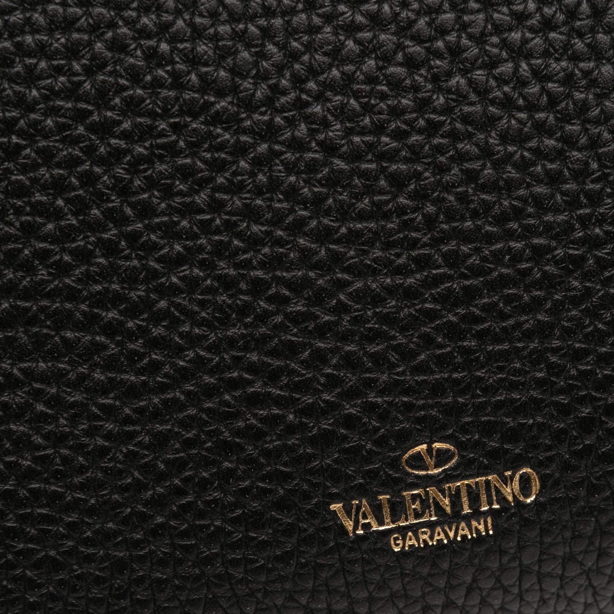 Valentino Pebbled Calfskin Rockstud Flip Lock Wallet On Chain
