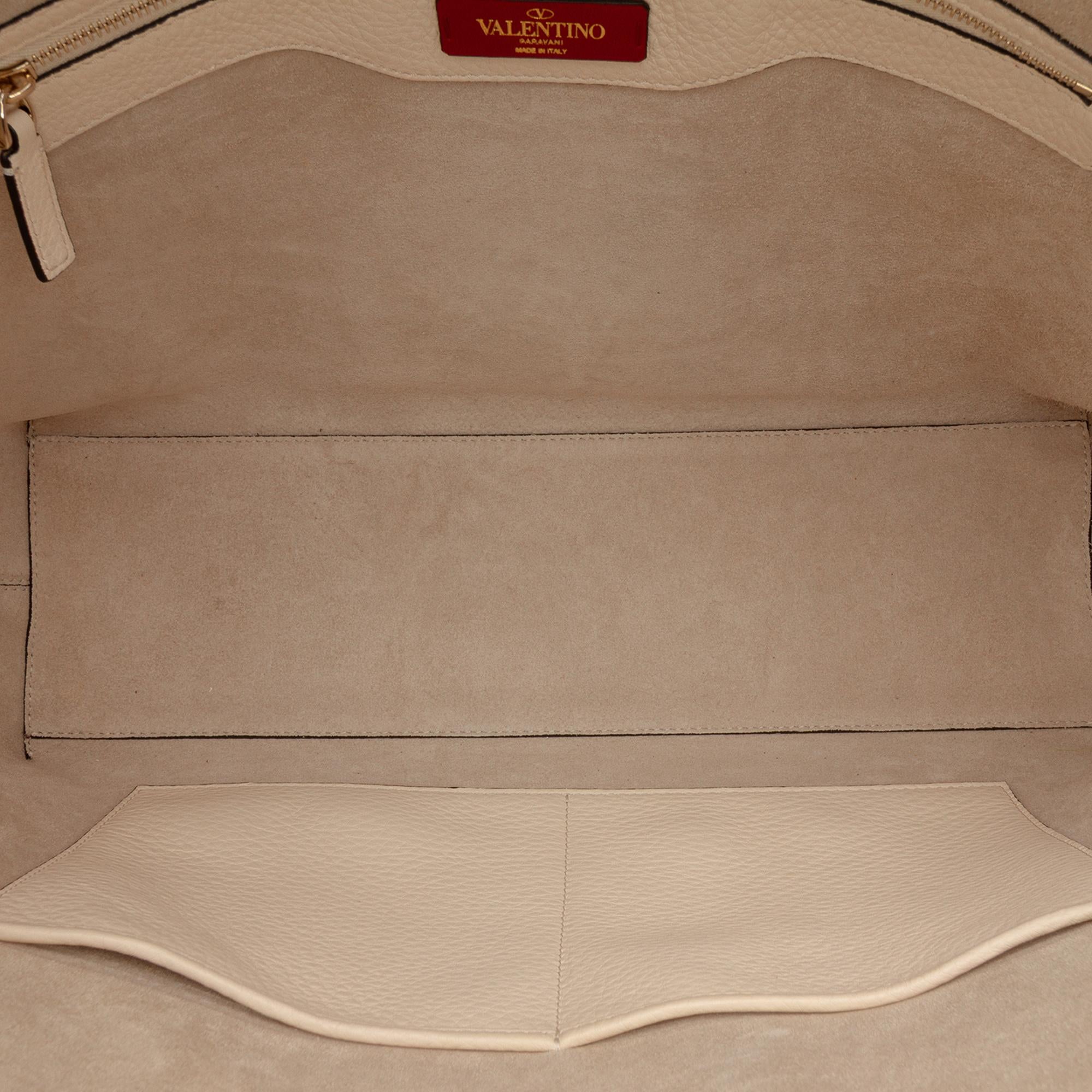 Valentino Pebbled Calfskin Rockstud Shopper Tote
