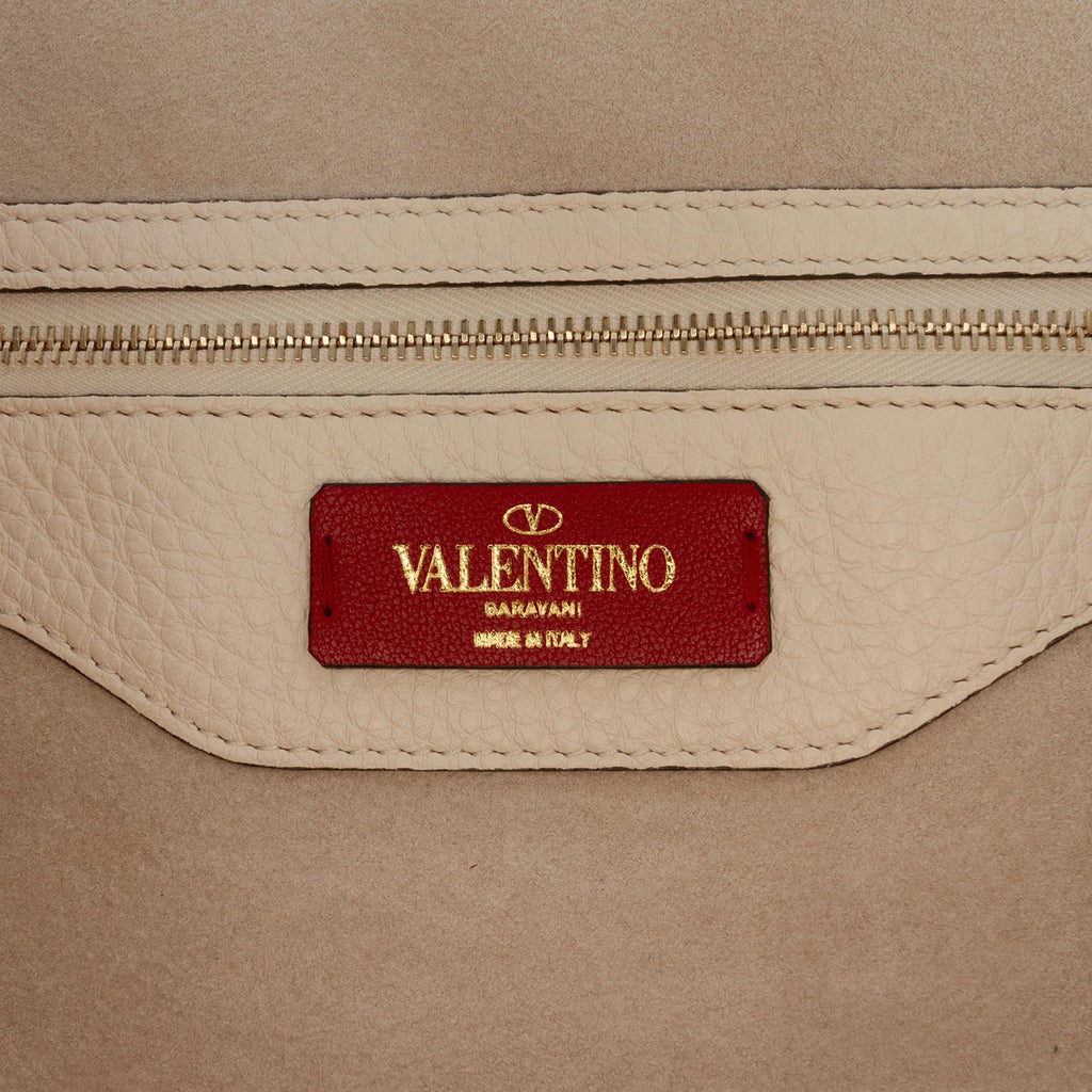 Valentino Pebbled Calfskin Rockstud Shopper Tote