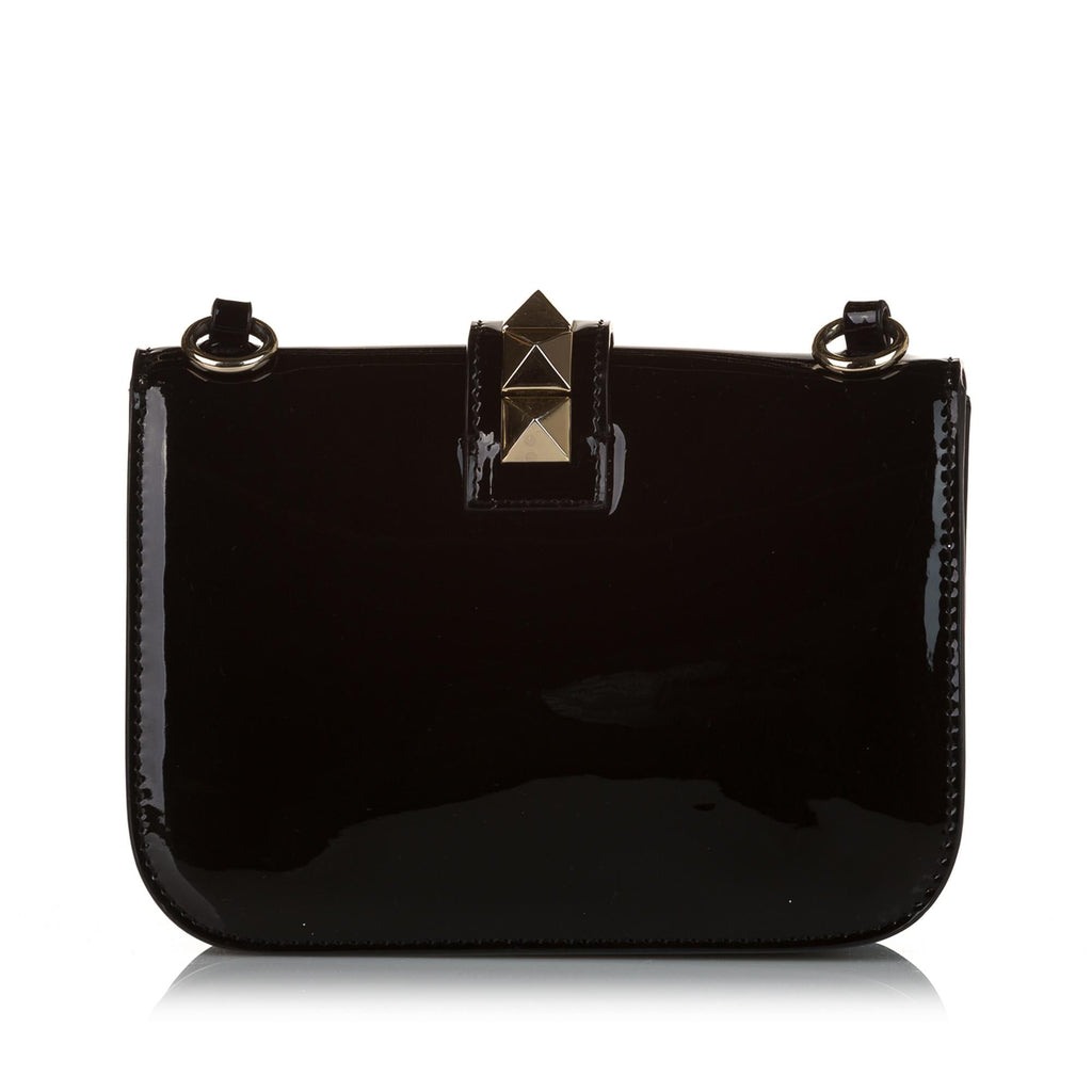 Valentino Rockstud Glam Lock Patent Leather Crossbody Bag (SHG-34296)