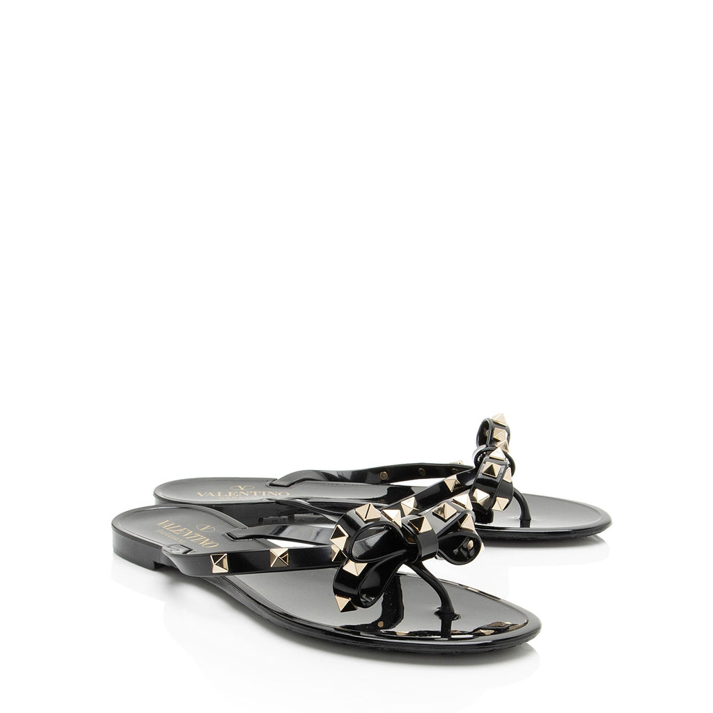 Valentino Rockstud Jelly Bow Sandals - Size 7 / 37