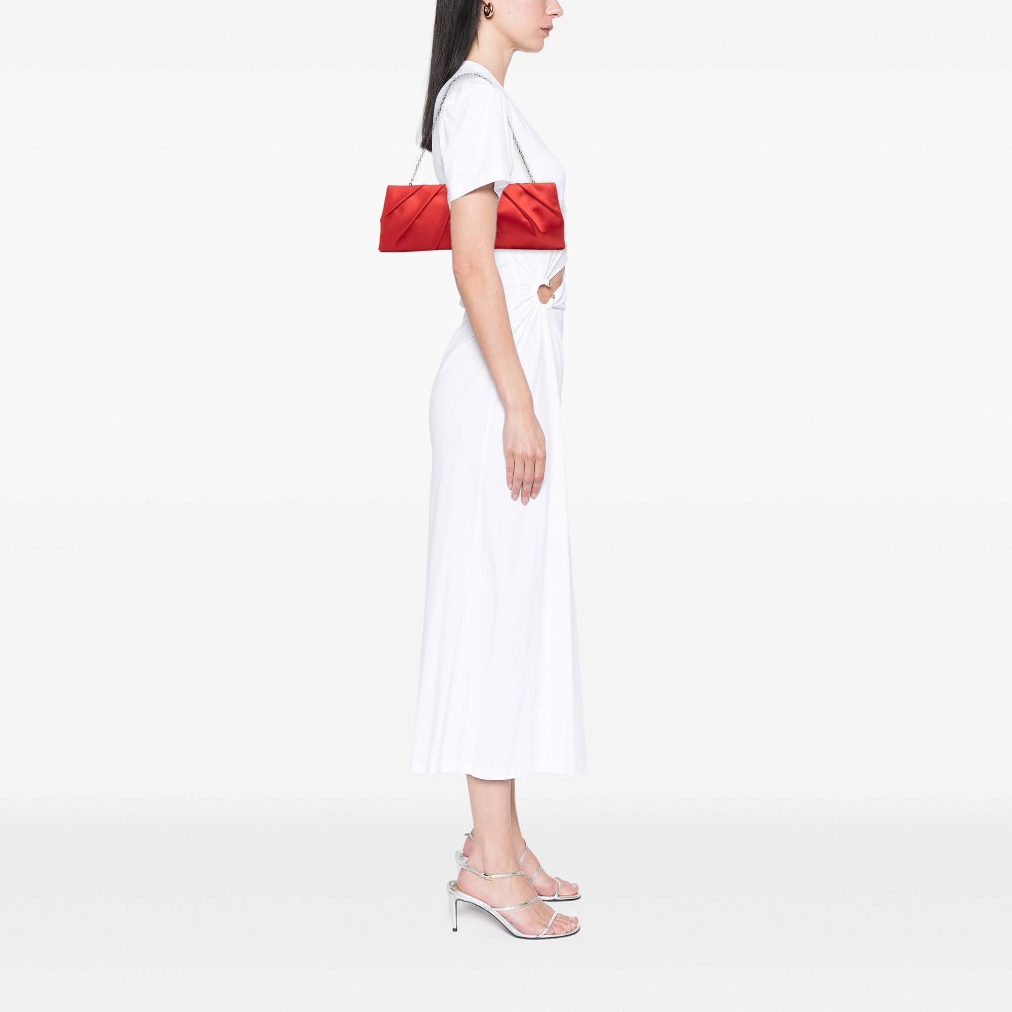 Valentino Satin Pleated Chain Evening Clutch