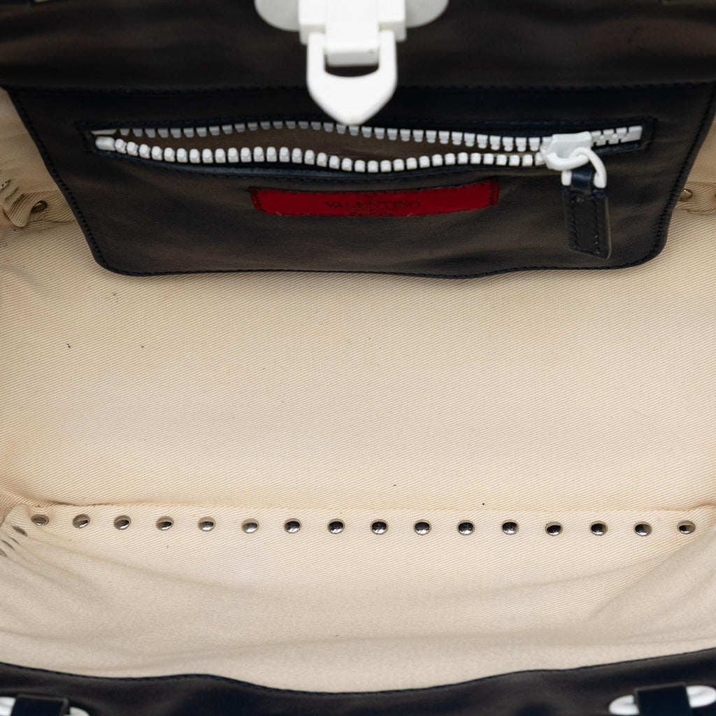 Valentino Small Bicolor Leather Rockstud Double Handle Tote