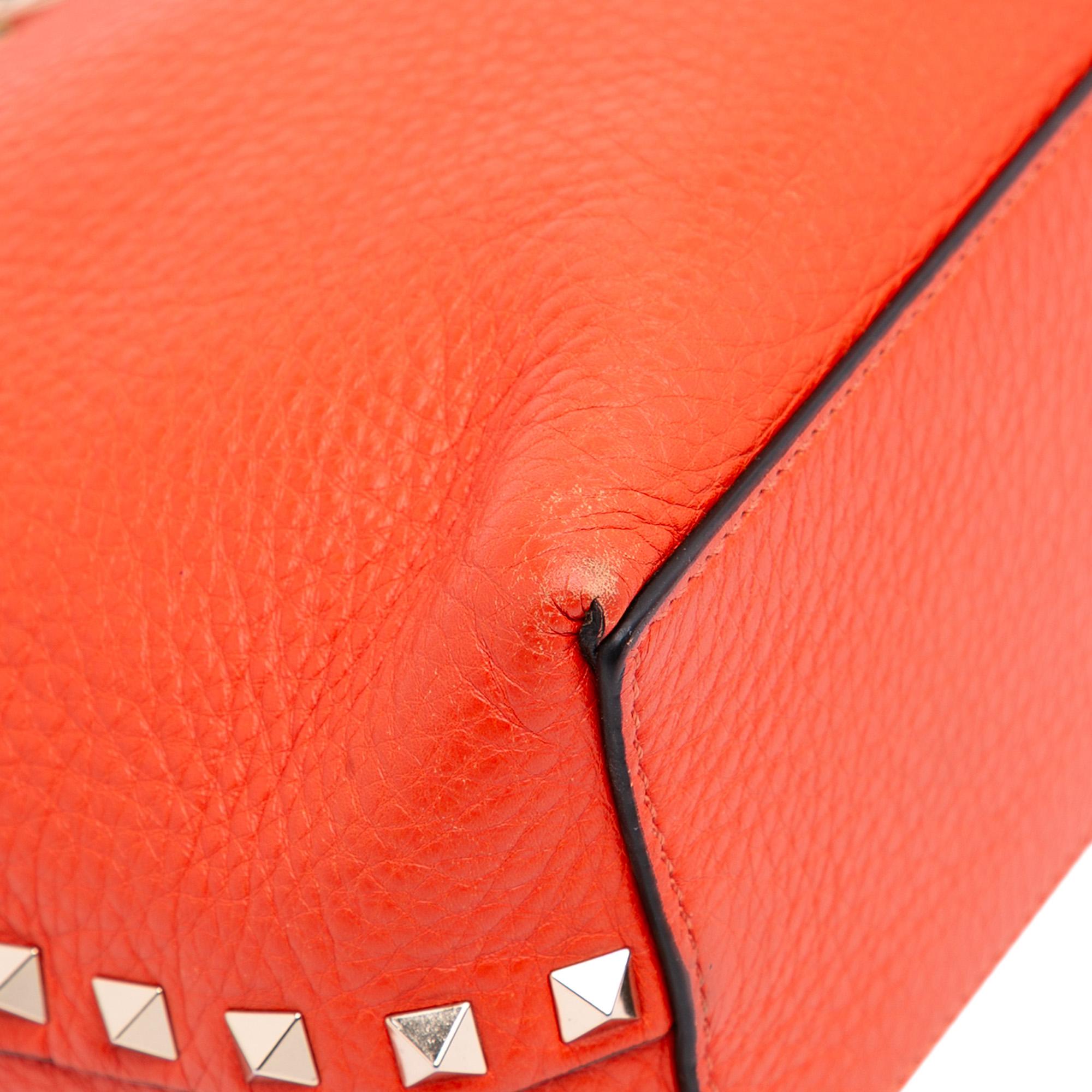 Valentino Small Grained Calfskin Rockstud Flip Lock Tote