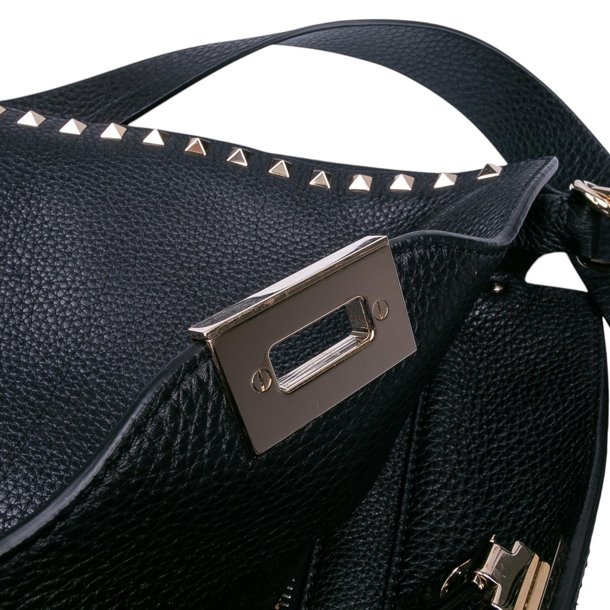 Valentino Small Grainy Calfskin Rockstud Flip Lock Messenger Bag