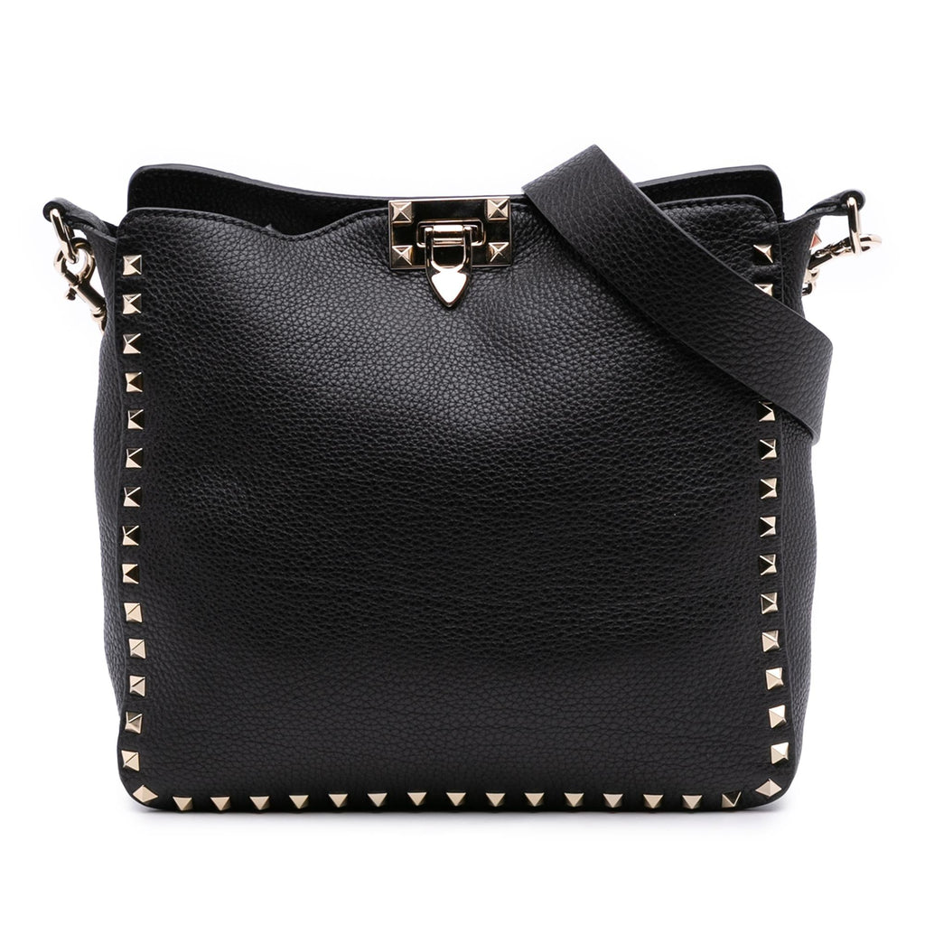 Valentino Small Grainy Calfskin Rockstud Flip Lock Messenger Bag