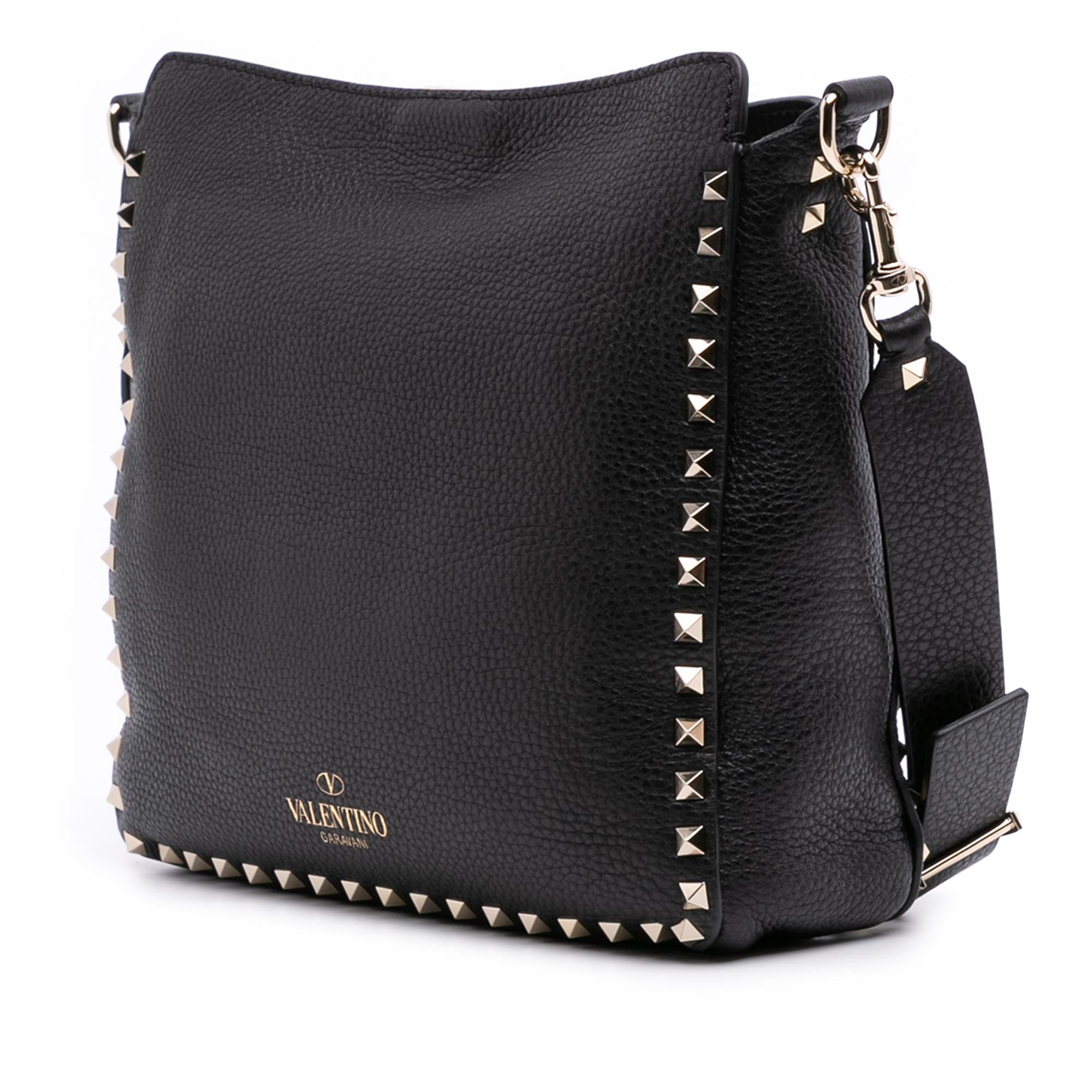 Valentino Small Grainy Calfskin Rockstud Flip Lock Messenger Bag
