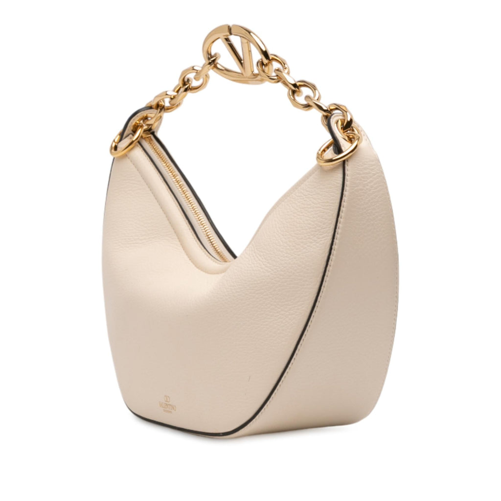 Valentino Small Grainy Calfskin VLogo Moon Hobo