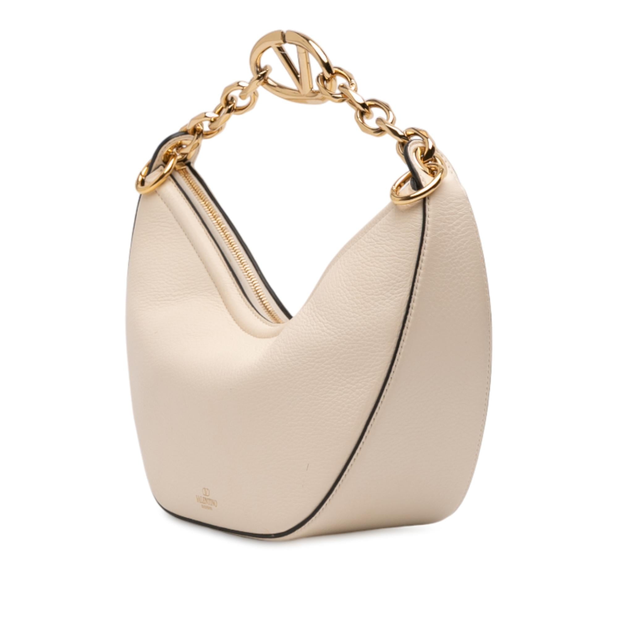 Valentino Small Grainy Calfskin VLogo Moon Hobo