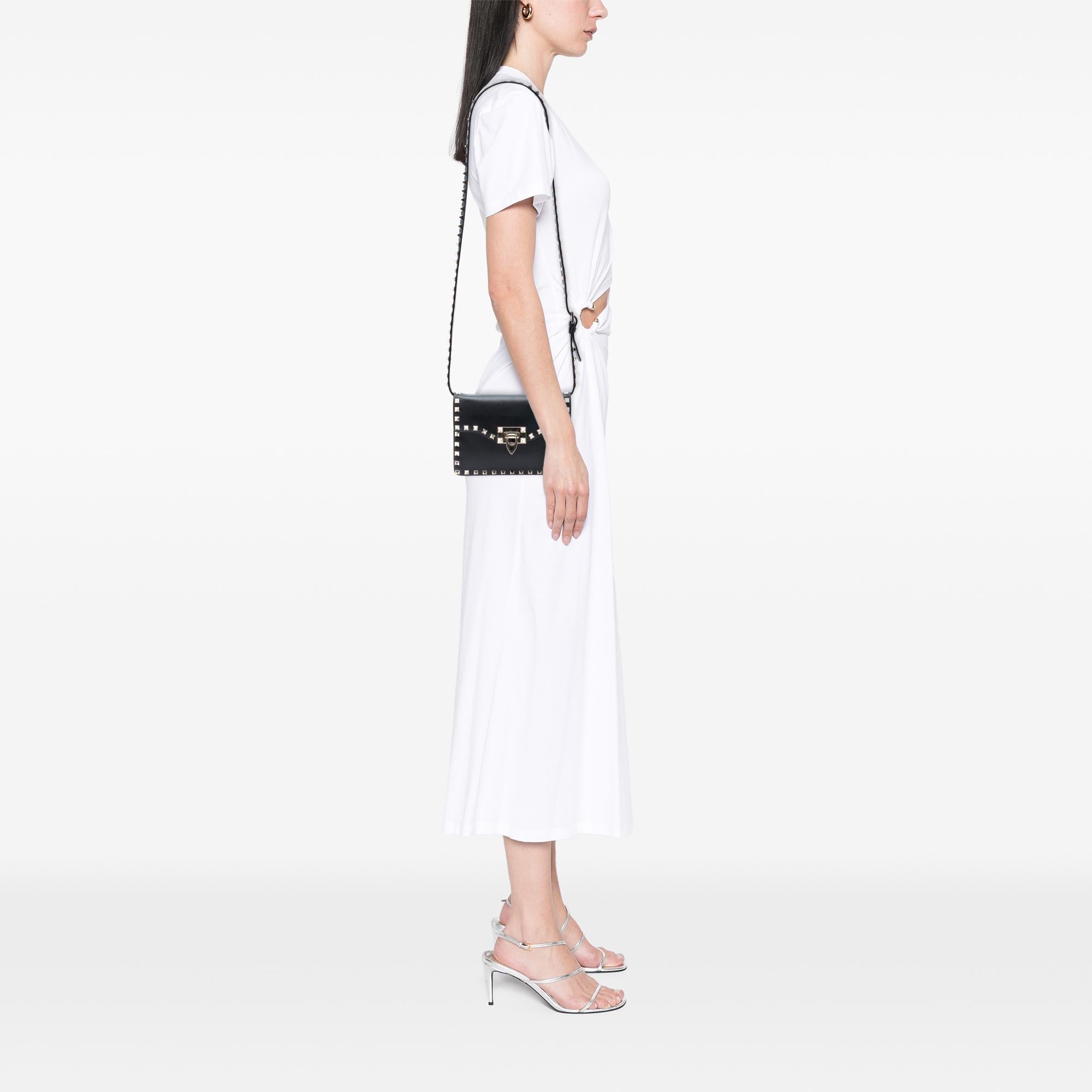 Valentino Small Leather Rockstud Flap Crossbody