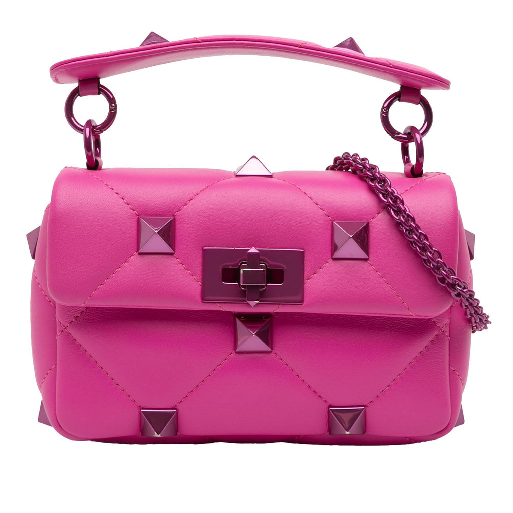Valentino Small Nappa Lacquer Monochrome Roman Stud Satchel