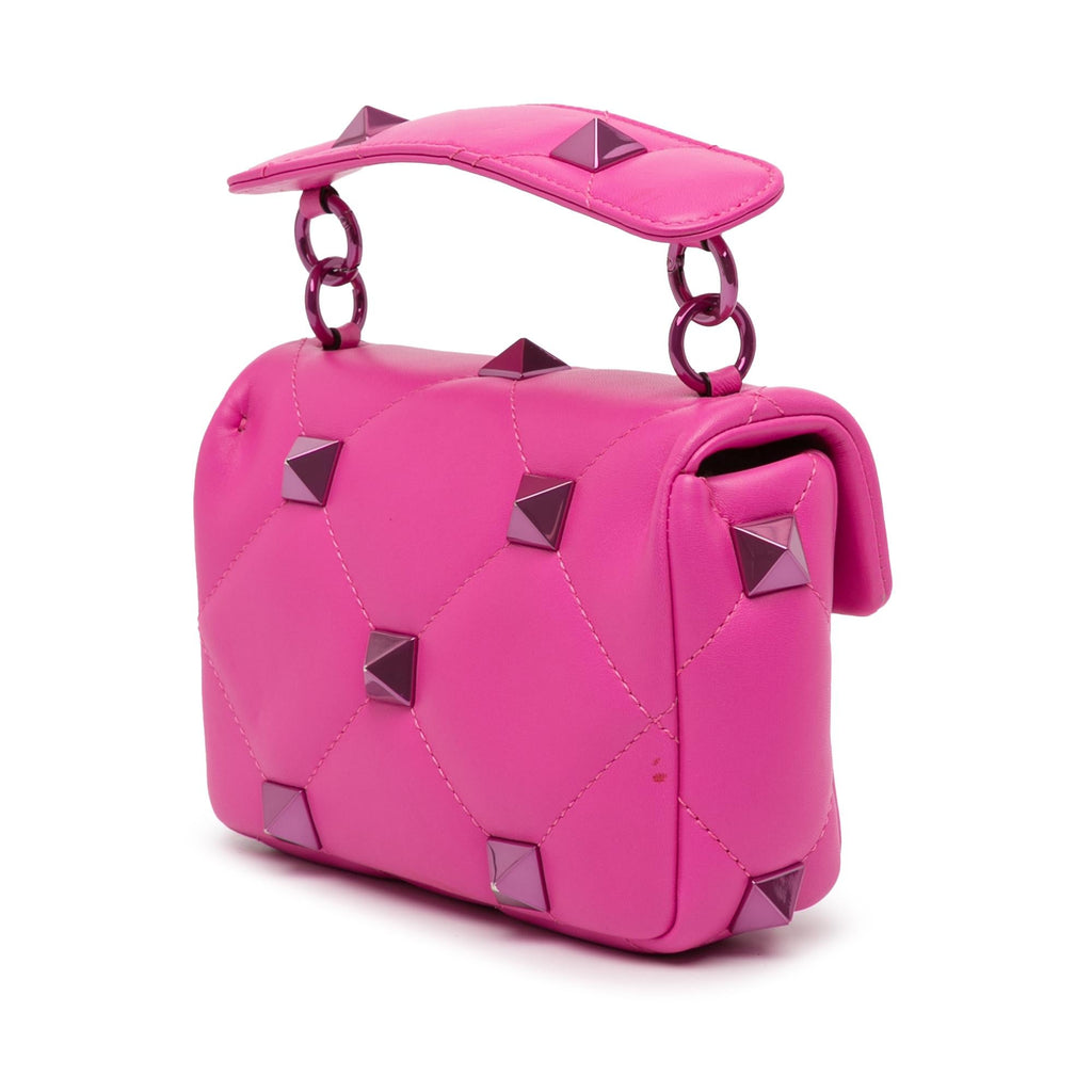 Valentino Small Nappa Lacquer Monochrome Roman Stud Satchel