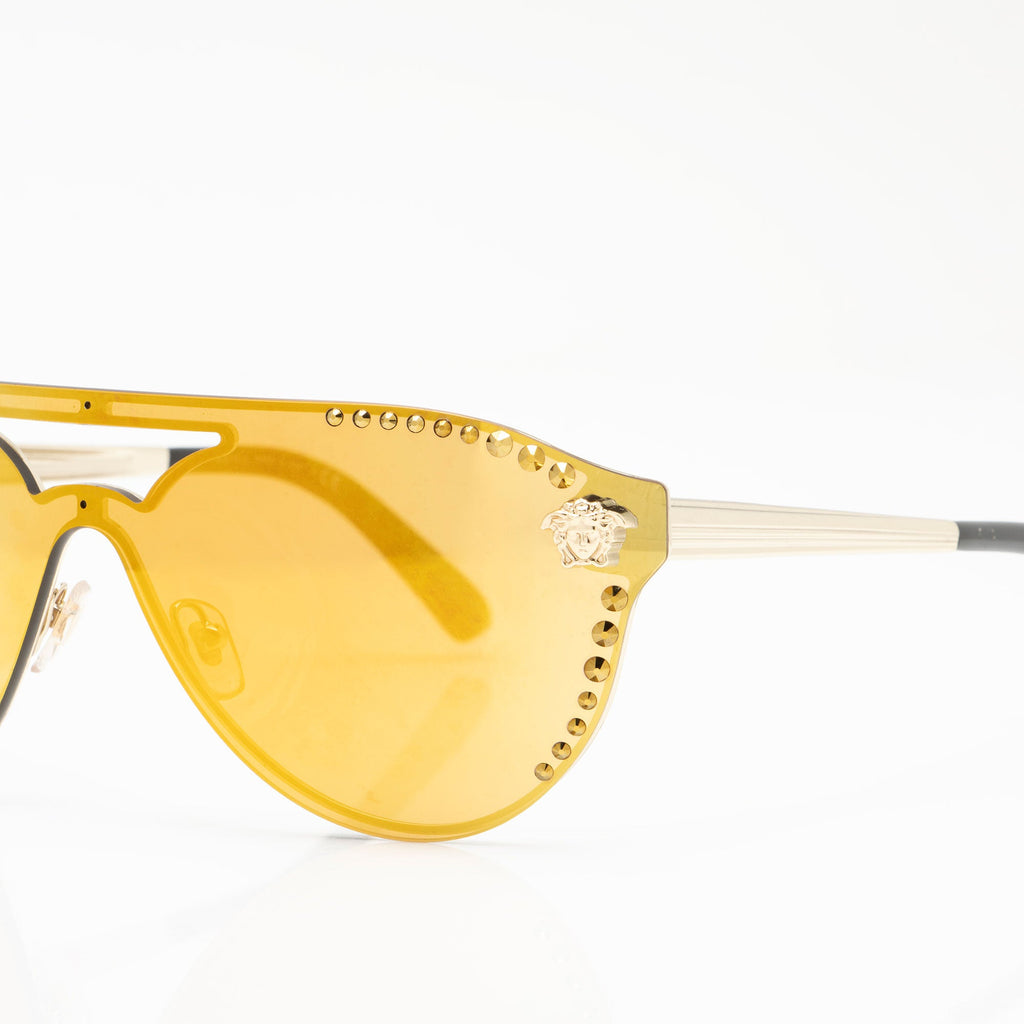Versace Crystal Embellished Medusa Aviator Sunglasses