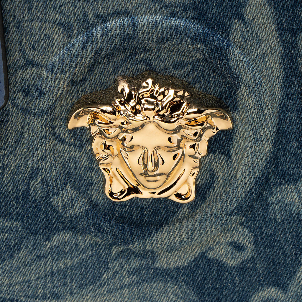 Versace Denim Barocco La Medusa Small Tote Bag