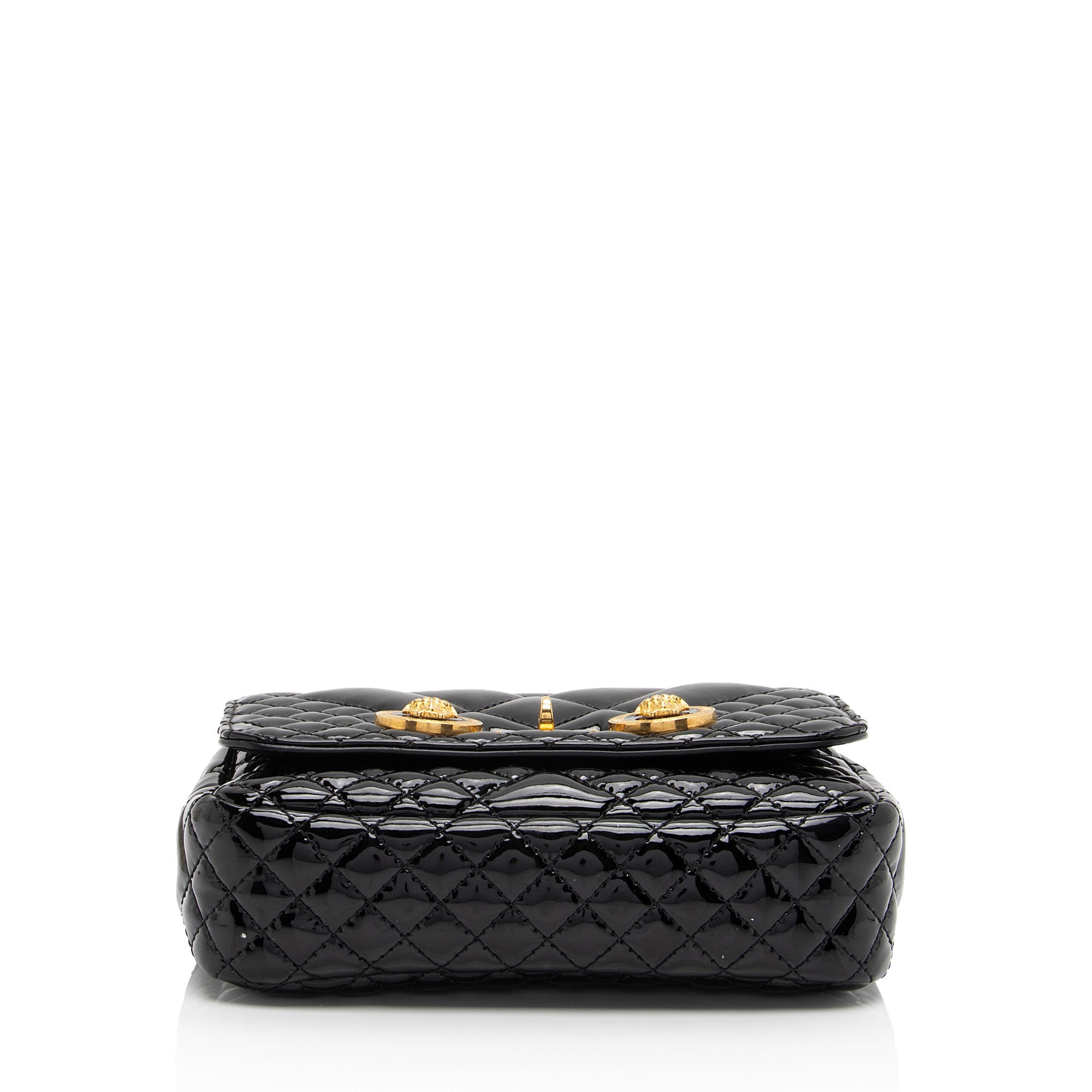 Versace Patent Leather Medusa Padlock Icon Flap Bag (SHF-QJzRU4)