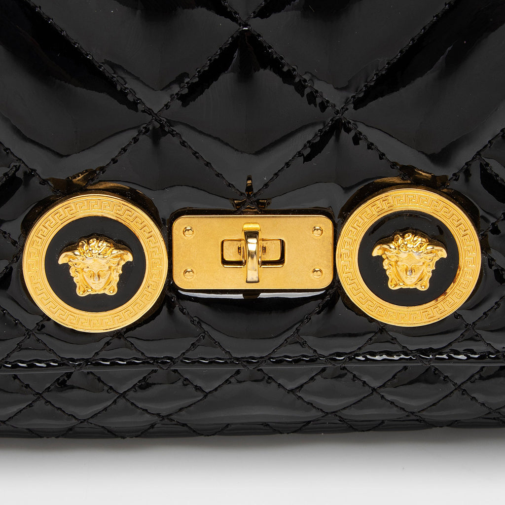 Versace Patent Leather Medusa Padlock Icon Flap Bag (SHF-QJzRU4)