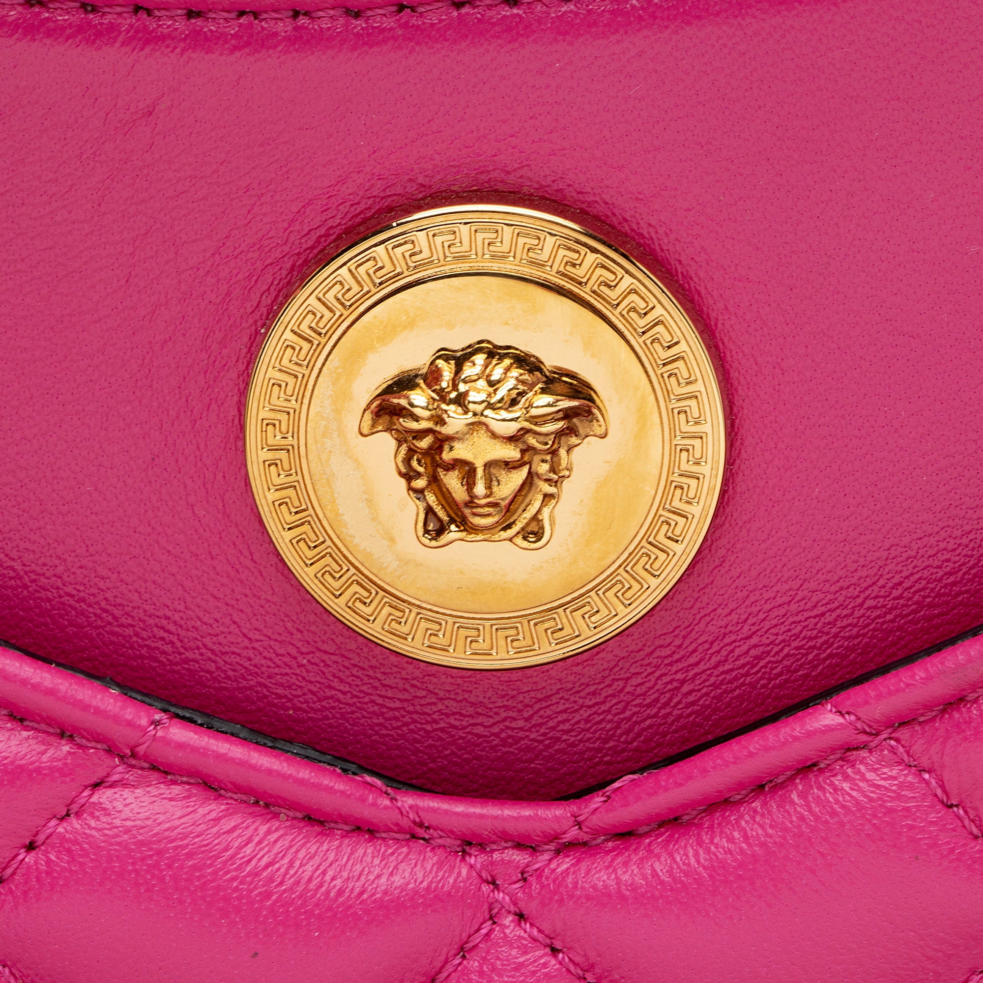 Versace Quilted Leather Medusa Half Moon Shoulder Bag