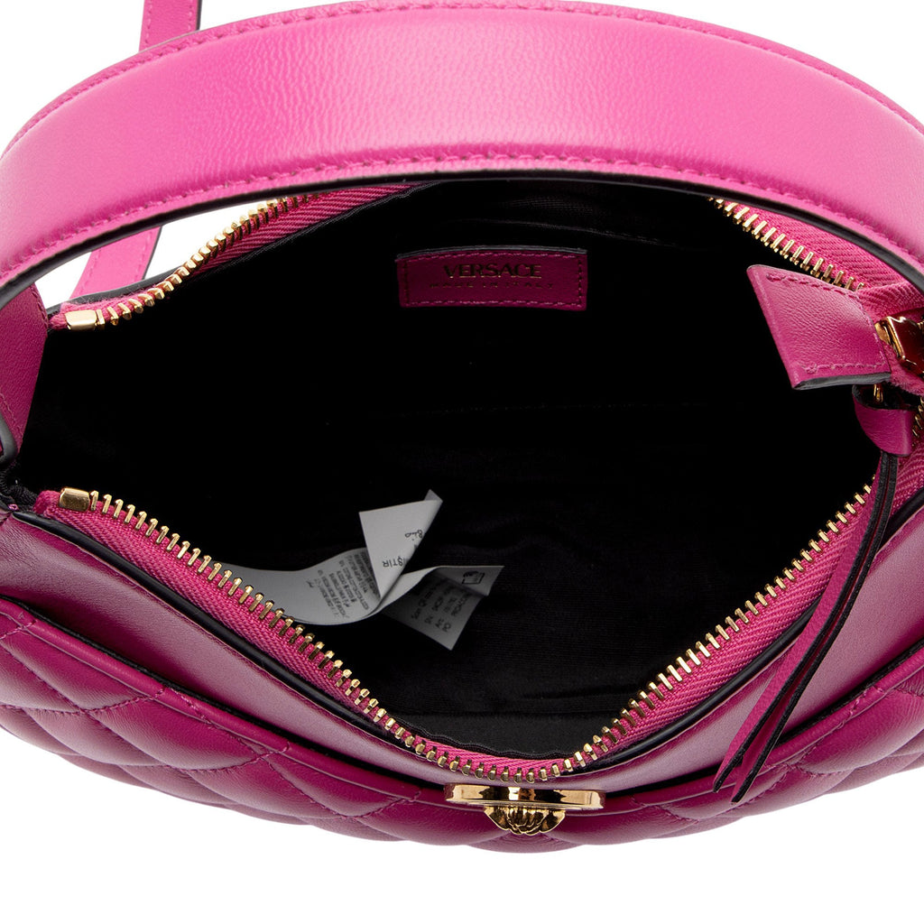 Versace Quilted Leather Medusa Half Moon Shoulder Bag
