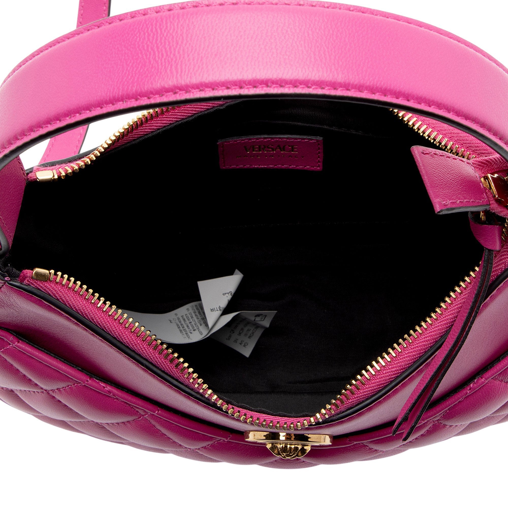 Versace Quilted Leather Medusa Half Moon Shoulder Bag