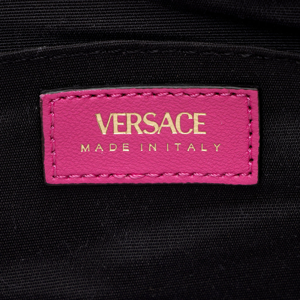 Versace Quilted Leather Medusa Half Moon Shoulder Bag