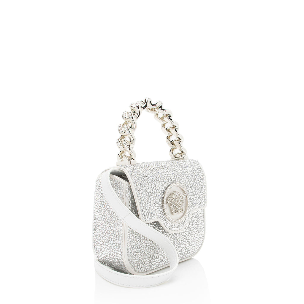 Versace Satin Crystal Embellished La Medusa Mini Top Handle