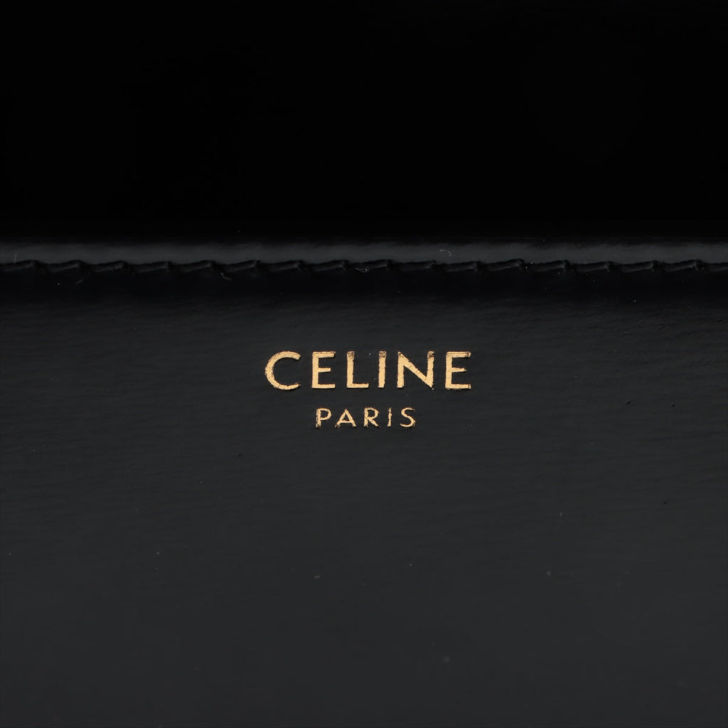 Celine Triomphe Claude Black Shiny Calfskin Shoulder Bag