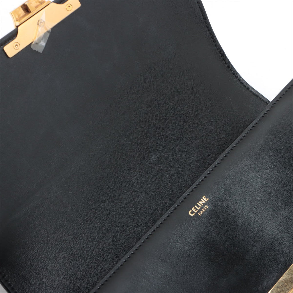 CELINE Medium Triomphe Leather Shoulder bag Black