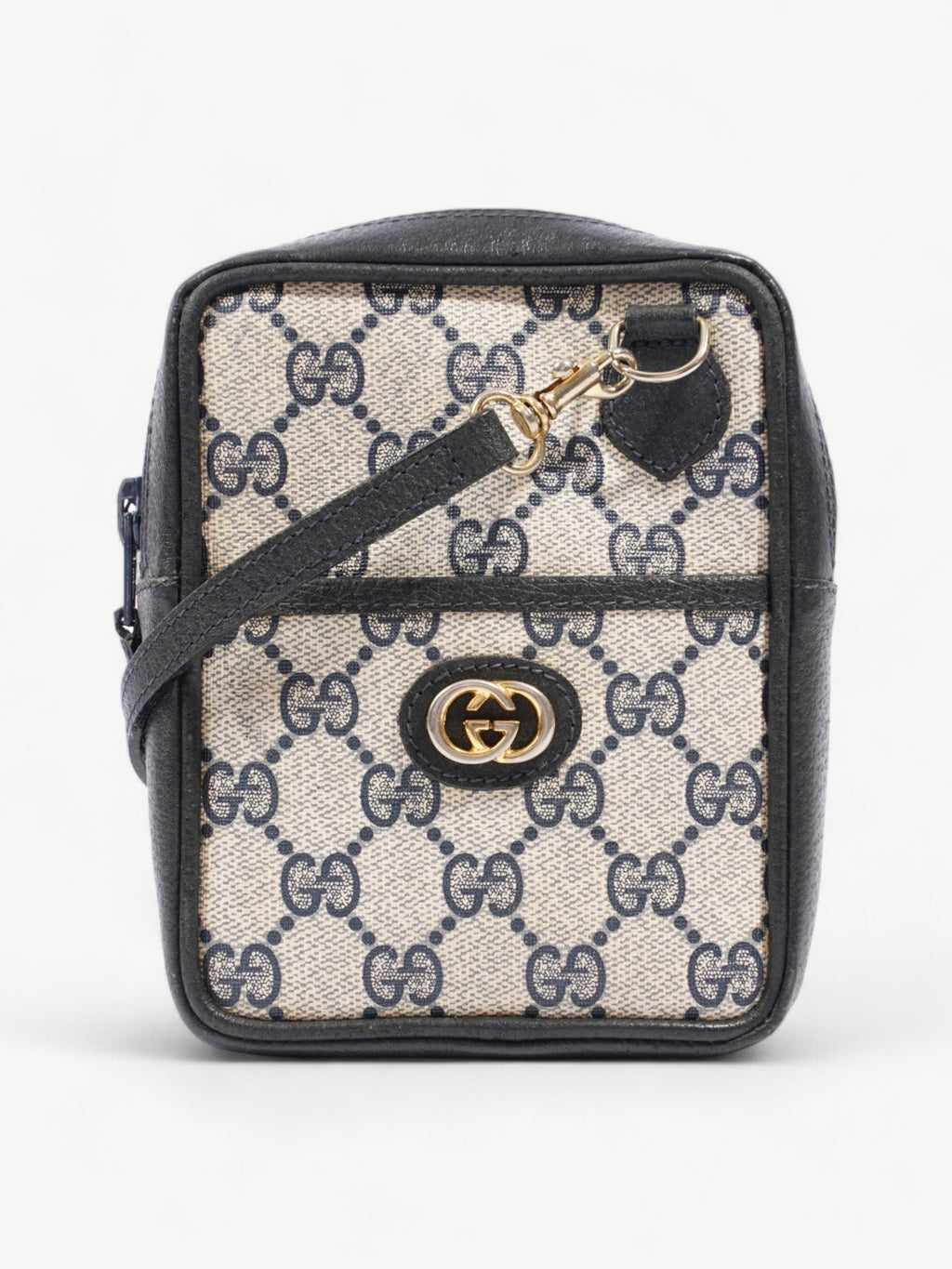 Gucci GG Supreme Shoulder Bag  Navy / Beige Leather