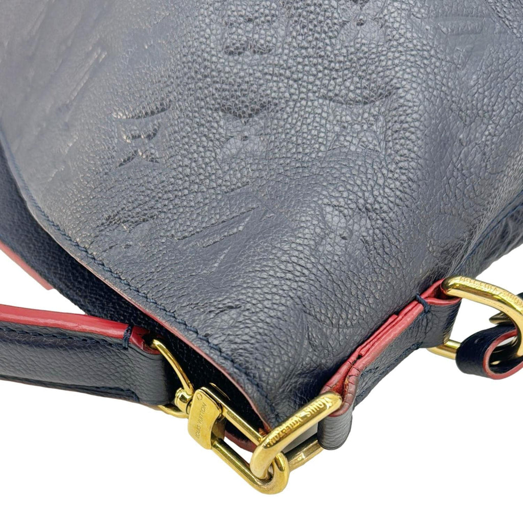 LOUIS VUITTON Melie Monogram Empreinte Leather Hobo Shoulder Bag Navy Blue