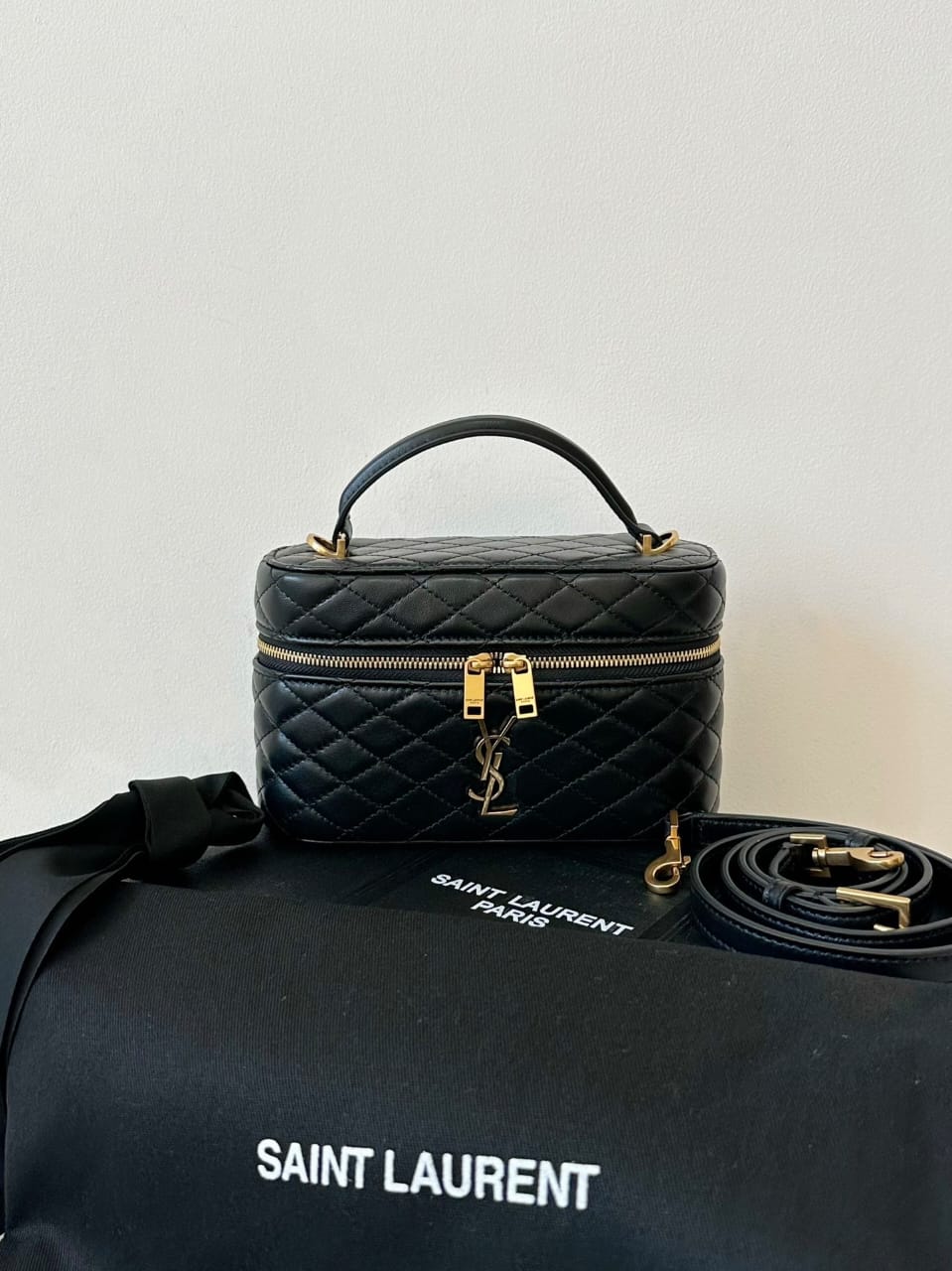 SAINT LAURENT Gaby Vanity leather shoulder bag gold hardware